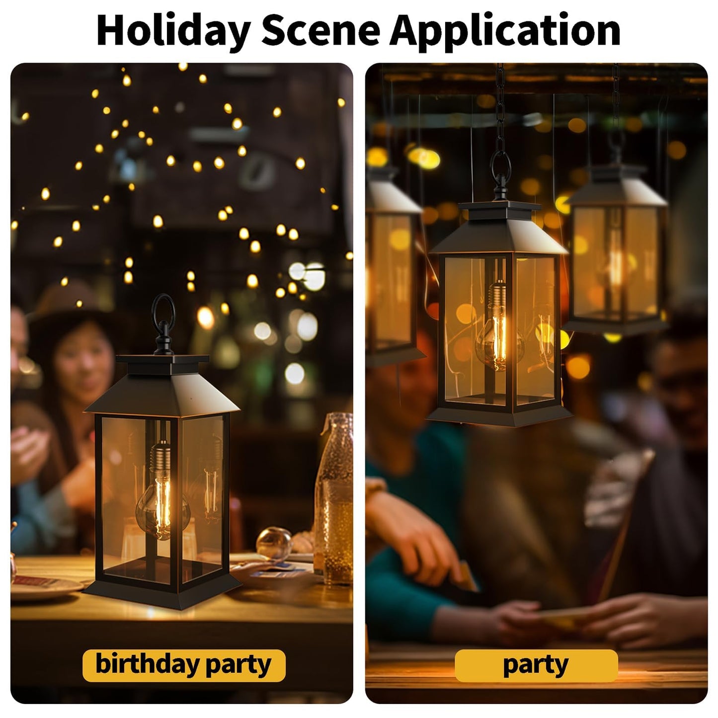 AYTPU 2 Pack Solar Lanterns Outdoor, Hanging Glass Solar Lights Waterproof, Dual Power Solar & 2*AA Battery, for Porch, Patio, Yard and Indoor Table or Mantel