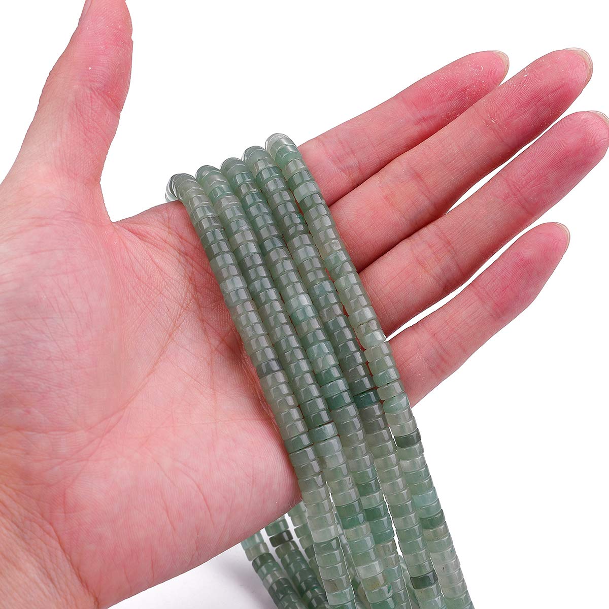 BEADIA Natural Green Aventurine Spacer Beads Caps Loose Semi Gemstone for Beading Jewelry Making 6mmx3mm 38cm