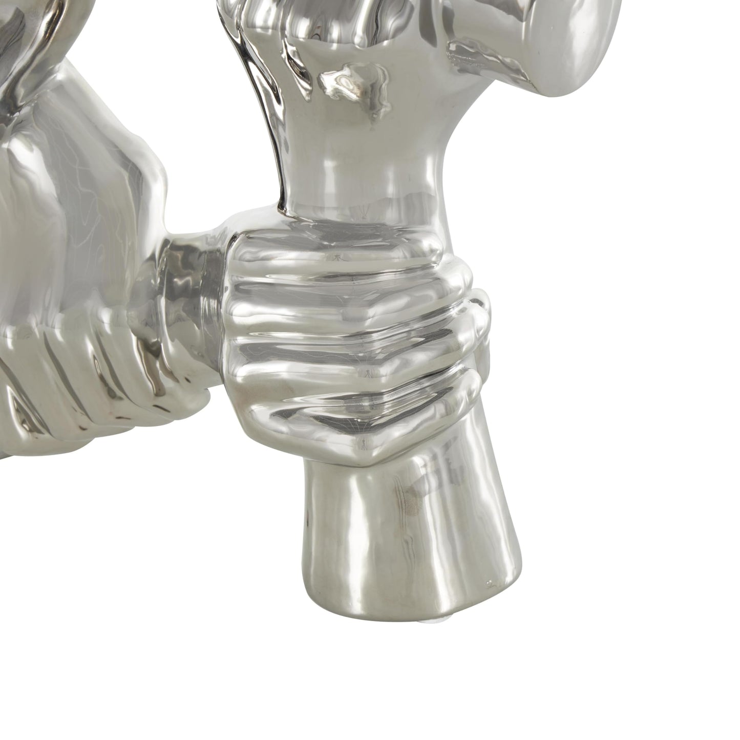 Deco 79 Ceramic Hands Decorative Sculpture Gripping Home Decor Statue, Accent Figurine 13" x 4" x 13", Silver