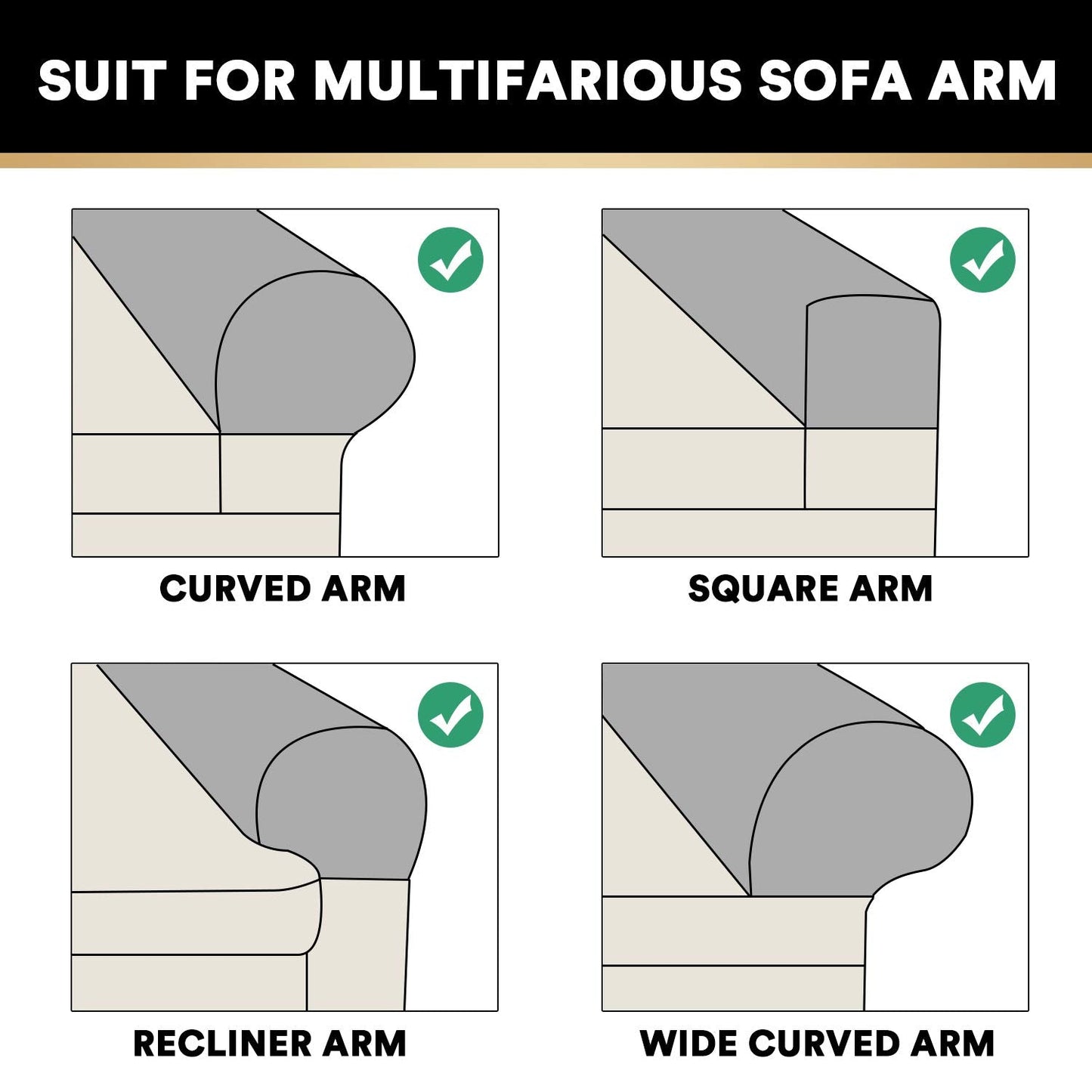 PrinceDeco 2 Pack Thick Velvet Stretch Armrest Covers for Chairs and Sofas Armchair Covers for Arms Couch Arm Cover Armrest Cover for Sofa Non Slip, Taupe