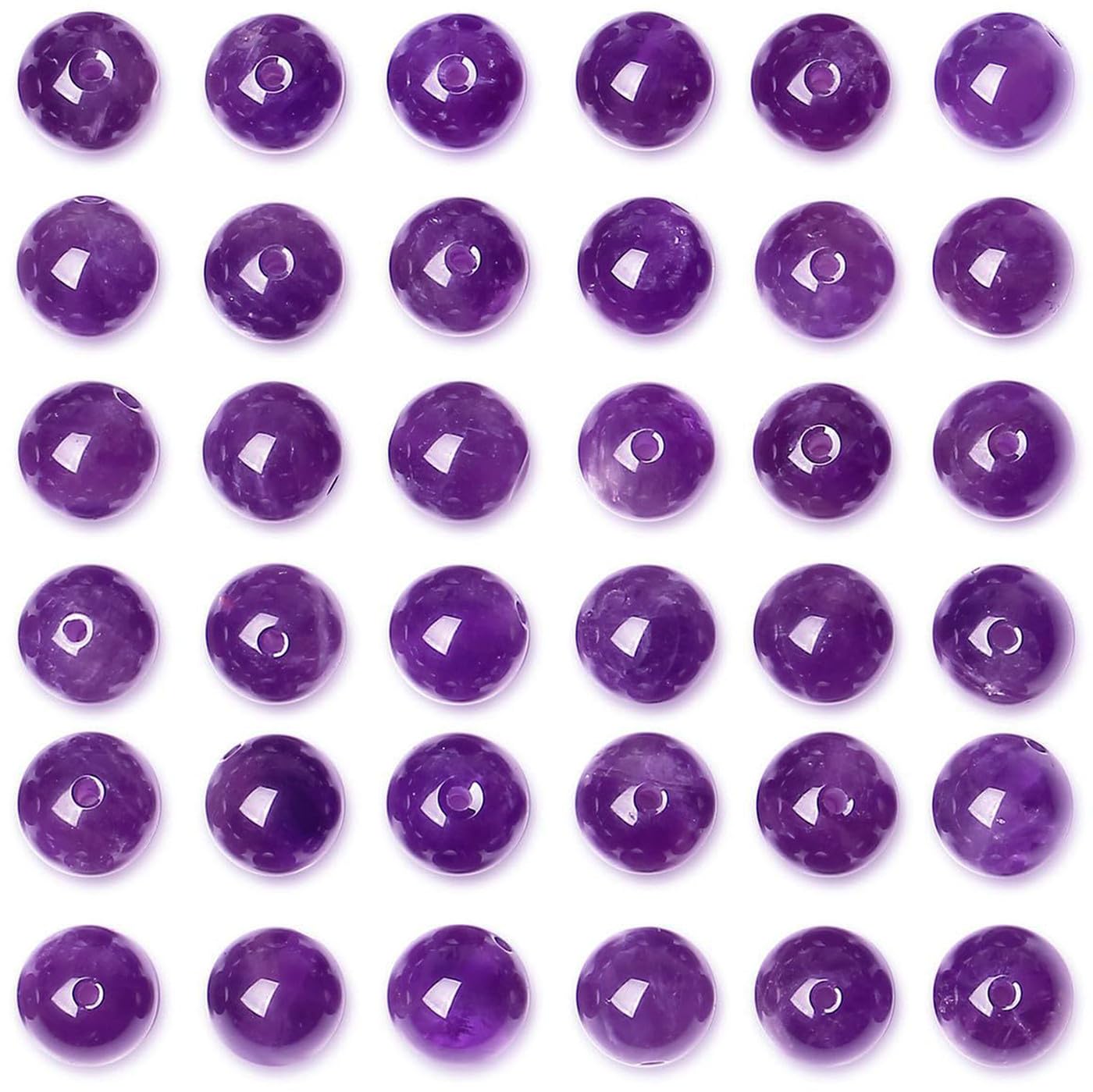 QINJIEJIE 100PCS Amethyst Beads 8mm Natural Stone Beads Round Loose Gemstone Bead for Bracelet Beading Crystal Jewelry Making DIY Necklace Earrings 0.32"