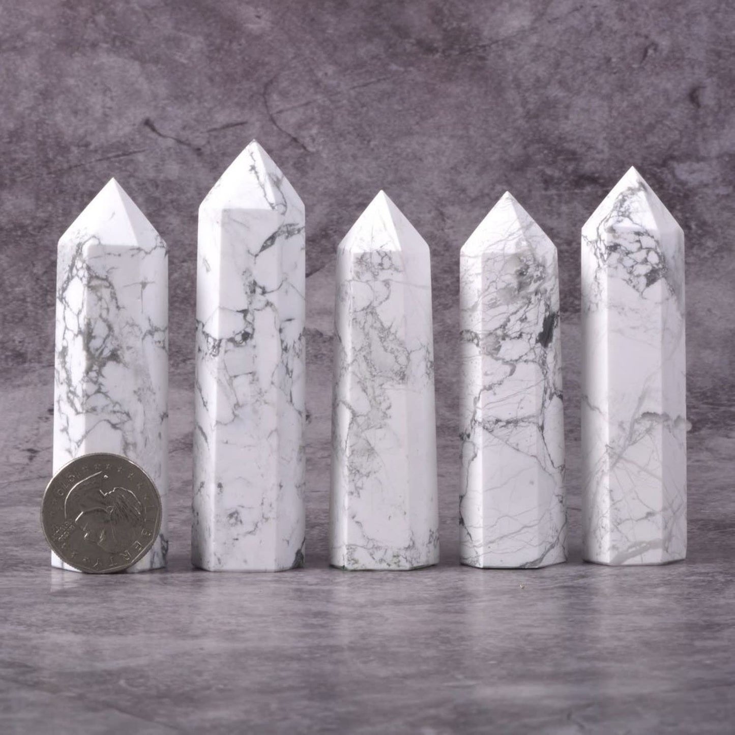 Large White Howlite Crystal Tower Healing Crystal Wand For Spiritual Use Hexagonal Point Reiki Chakra Gemstone Home Decor
