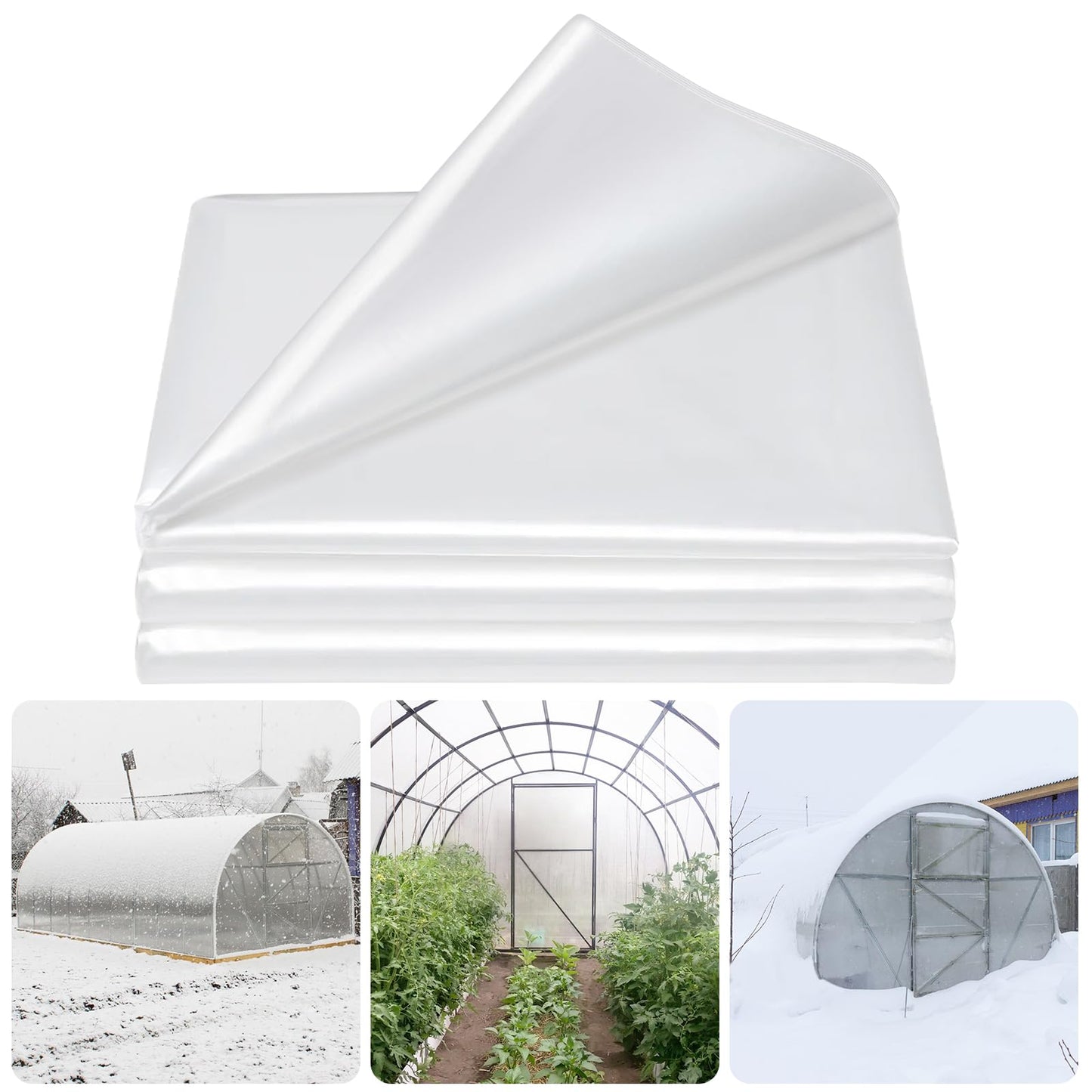 Legigo 8 X 26 Ft Clear Plastic Plant Covers Freeze Protection- 6 Mil Winter Greenhouse Plastic Sheeting for Frost Water Sun Wind Resistant, Plant Vegetable Blanket Covers for Cold Weather Garden Farm