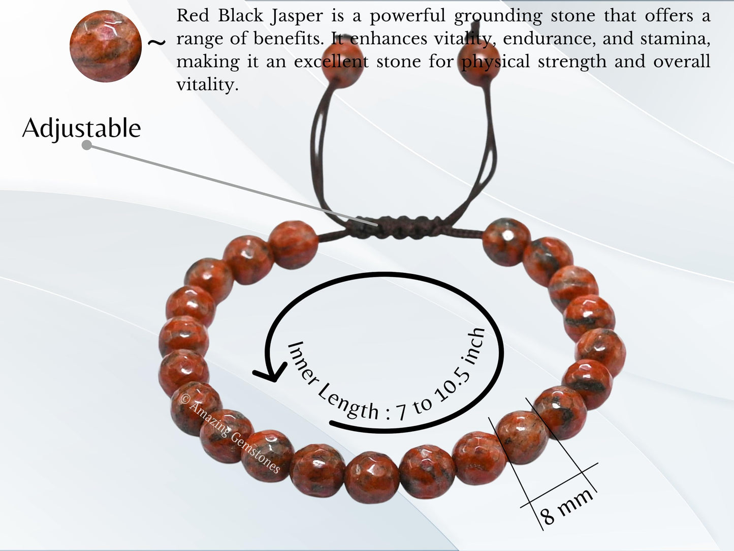 Amazing Gemstone Red Black Jasper Bracelet for Women - Chakra Mens Bracelet Protection Crystals and Healing Stones - Blessing Bracelet Spiritual Meditation Gift Christmas Stocking