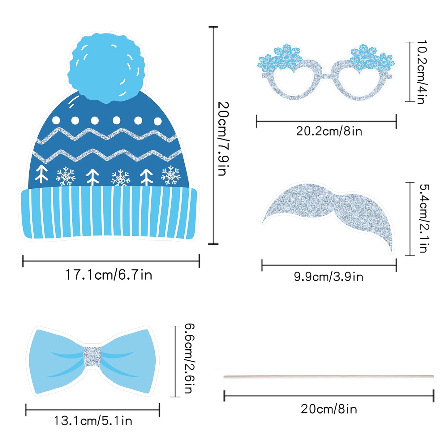 Winter Photo Booth Props 40 Pcs Snowflake Photo Booth Props Kit Large Photography Party Decor Holiday Winter Wonderland Party Decorations for Winter Holiday Christmas Party Supplies