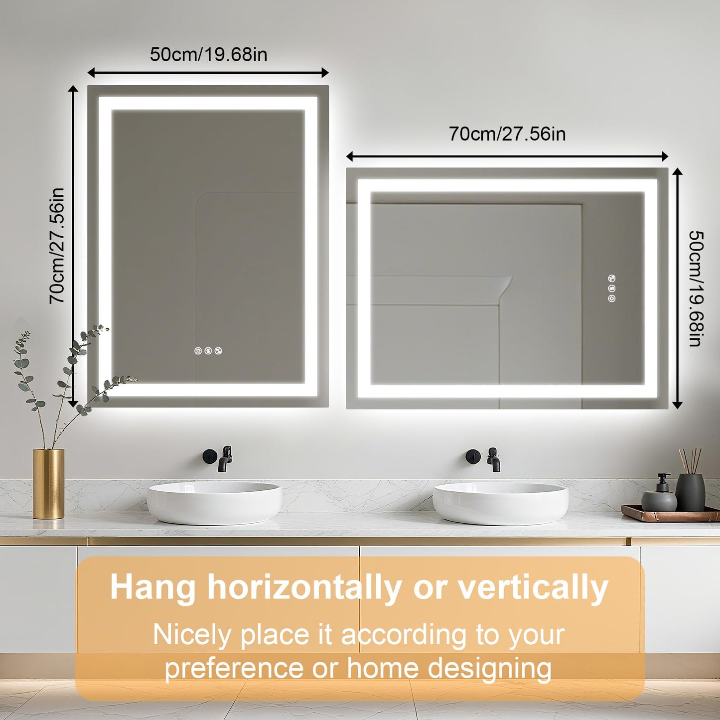 Olyvren 20"x28" LED Bathroom Mirror with Lights,Bluetooth Dual Speaker,Anti-Fog,3 Color Temperature,Dimmable Brightness,Memory Function,Waterproof,Wall Mount Design,Tempered Glass