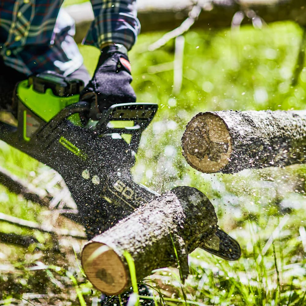 Greenworks 60V 18" Brushless Cordless Chainsaw, 4.0Ah Battery and Charger Included