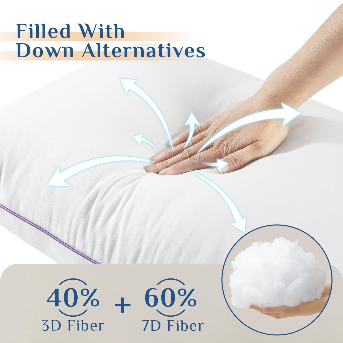 JOLLYVOGUE Pillows Standard Size Set of 4, Washable Supportive Full Size Bed Pillows with Super Soft Down Alternative Fill, Luxury Fluffy Hotel Quality for Side, Back and Stomach Sleepers