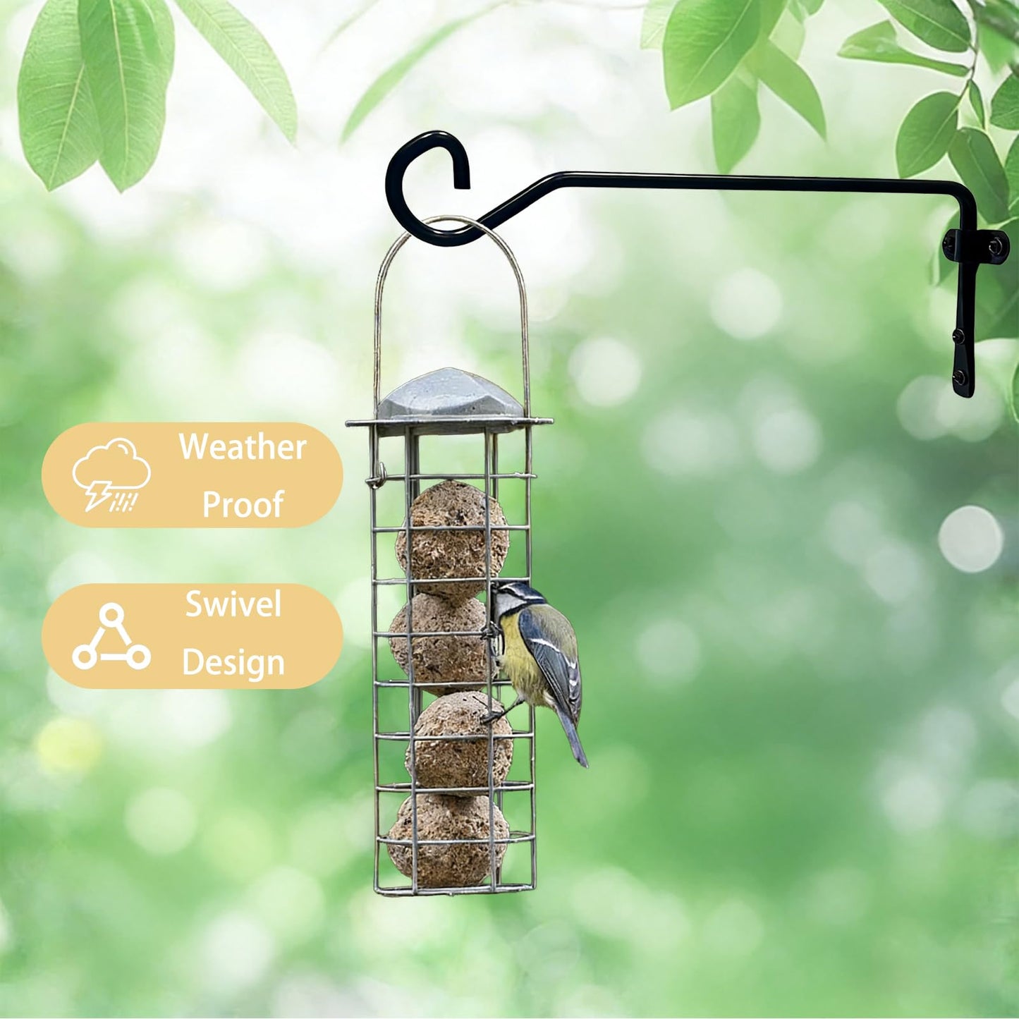 Uiyicil 2 Pack Plant Hanger Wall Hook, Heavy Duty Metal Plant Hangers Outdoor Holds Up to 40 lb, Hooks for Hanging for Hanging Plants Indoor Outdoor Patio Garden （9.4IN Black）