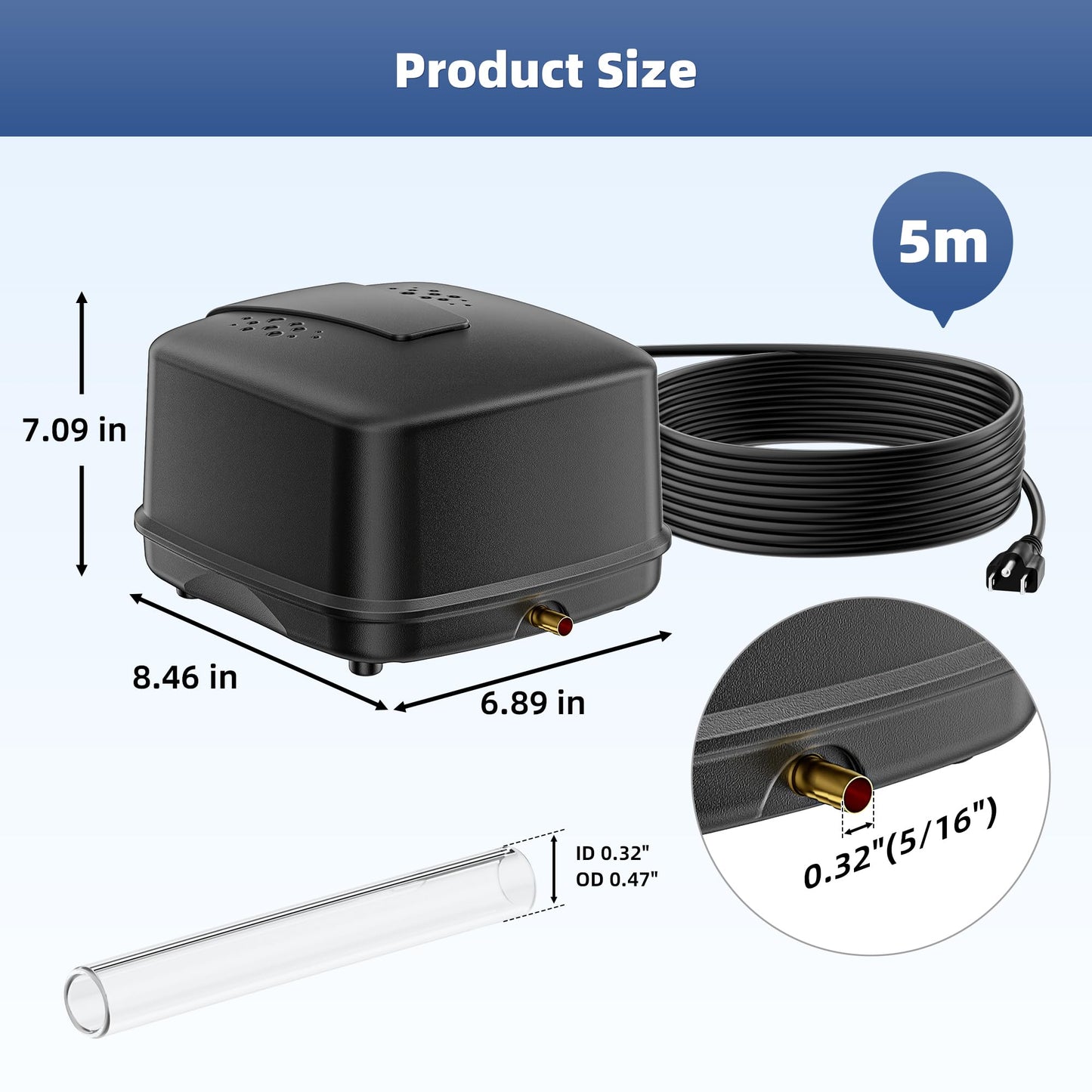 Biling Pond Aerator, Ultra Quiet 43dB 635GPH Pond Air Pump, IP55 Waterproof Septic Aerator for Outdoor Ponds, Koi Ponds, Water Gardens and Septic Tank BL-40