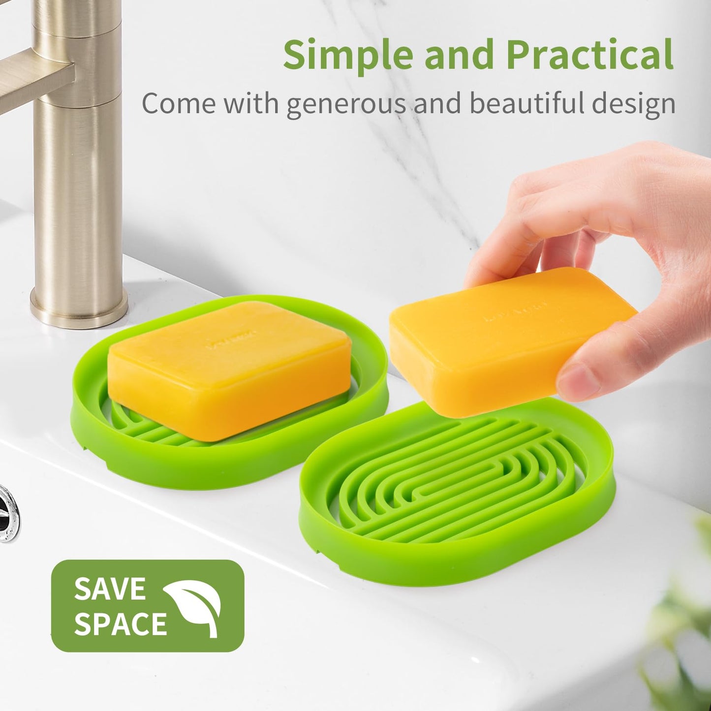 LOYATRO Bar Soap Holder for Shower Silicone Soap Dish for Bathroom Sink Soap Saver Bathtub Self Draining Soap Tray(C-Green,1)