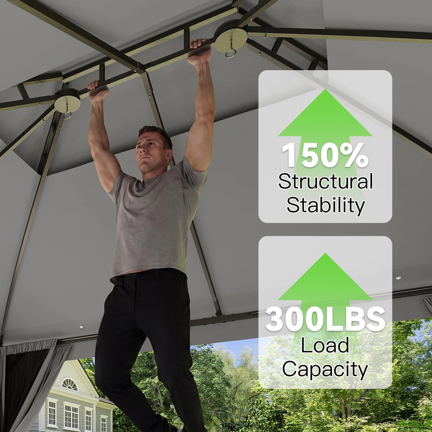Aoxun Outdoor Gazebo for Patio 10x12, Metal Frame Canopy with Double Roofs, Heavy Duty Party Tent and Shelter with Mosquito Netting and Privacy Screen for Backyard, Lawn, Garden, Deck