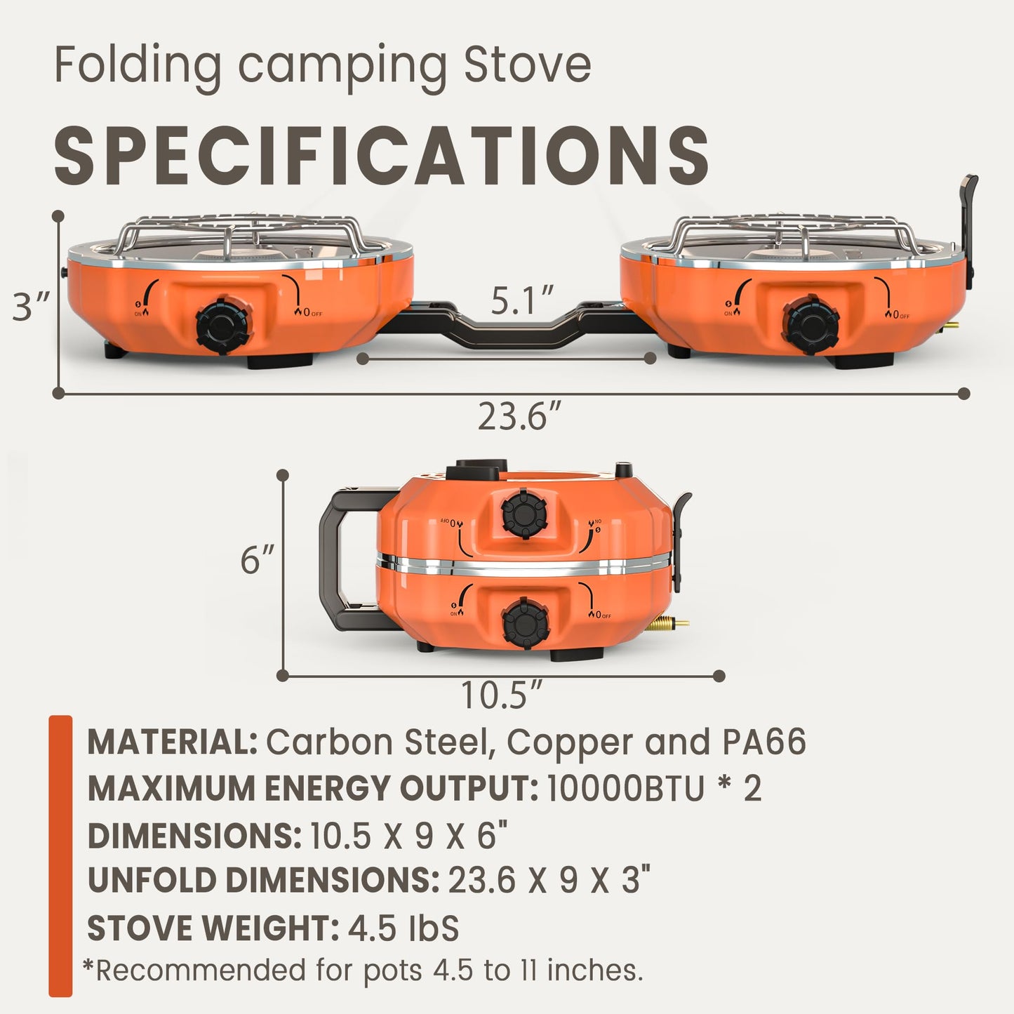 Cofiyard 20,000 BTUs 2 Burner Propane Camping Stove, Portable Folding Camp Stove with Adjustable Burners, Regulator and Carrying Bag, Dual Gas Stoves Easy Carrying Handle for Tailgating, Camping, BBQ
