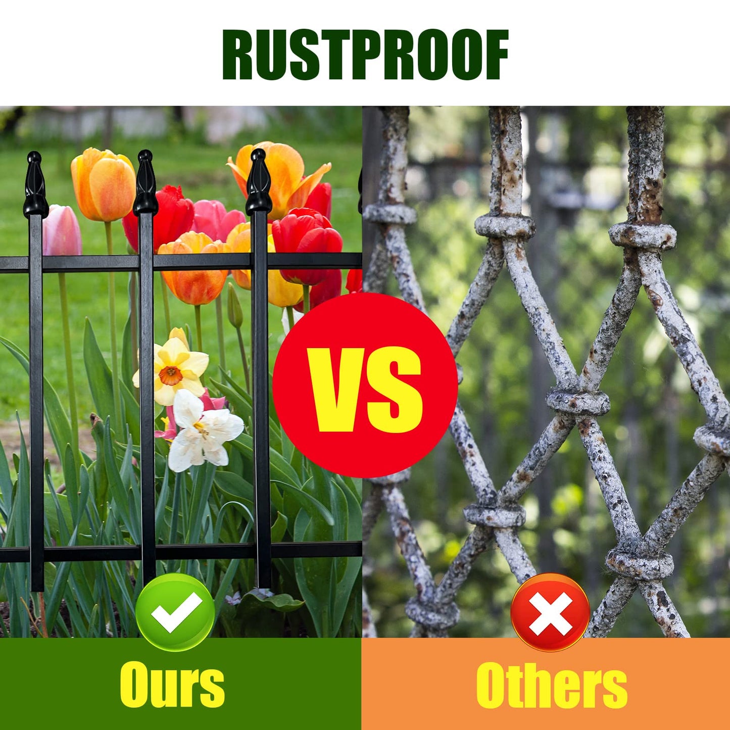 Thealyn Metal Decorative Garden Fence 22" Wide x 18" High (5 Panels, Total Length 9.17 feet), Metal Border Folding Fence, Landscape Fencing for Flower Bed, Yard, Animal Barrier