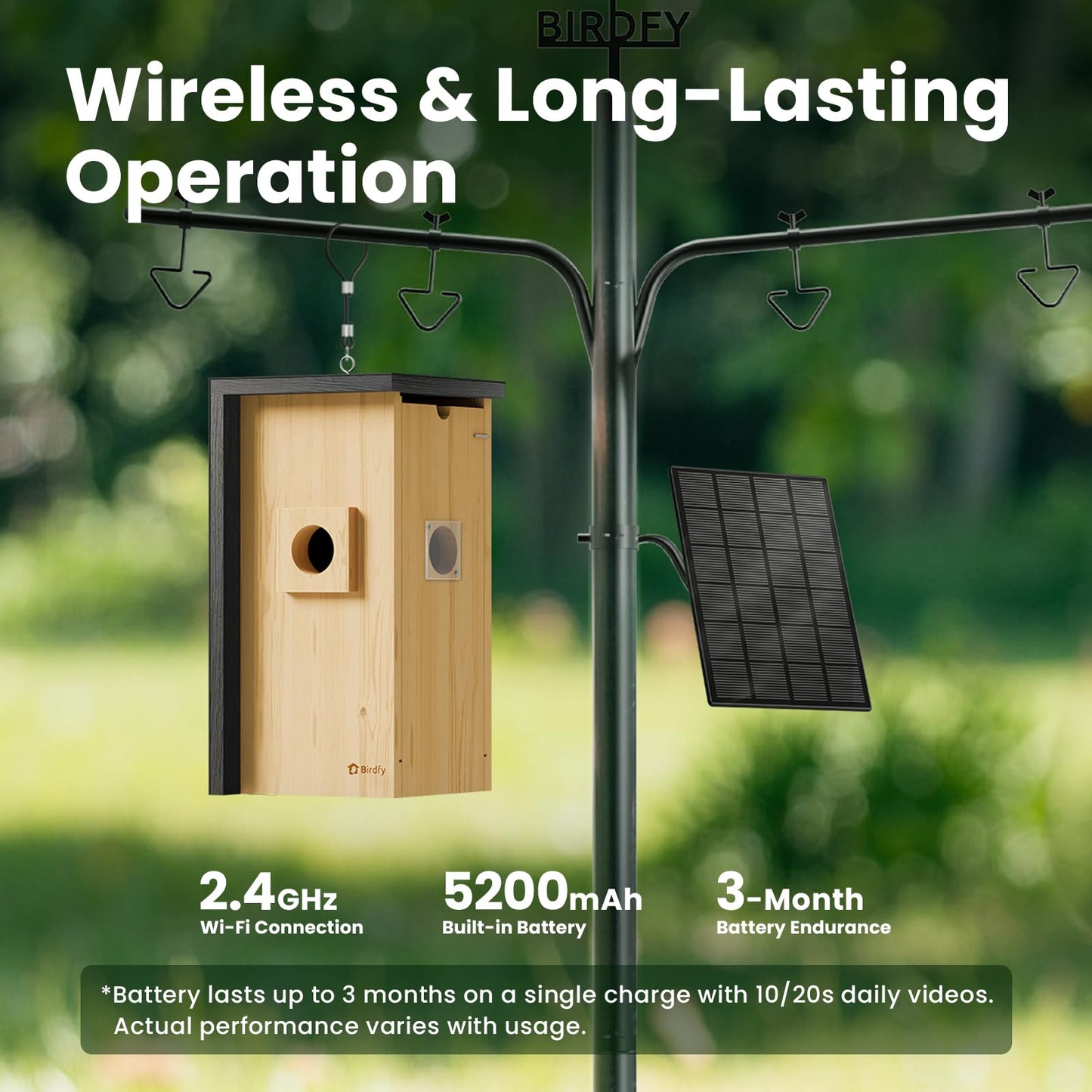 Birdfy Bird House with Camera Solar Powered with Iron Guard for Outside, AI Identify, 1080P HD & Night Vision for Bluebird Finch Swallow Wren Chickadee Nesting Watching, Auto Detect & Notify