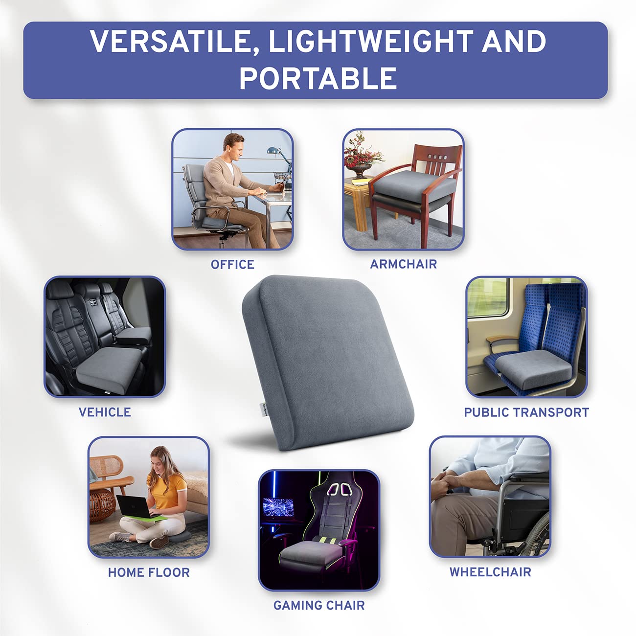 ComfySure Seat Cushion Extra Large - Firm Memory Foam Chair Pad for Recliner, Wheelchair, Office Chair, Stadium, Bleacher, Car, Floor, Patio Furniture, Bariatric Overweight Users 19”x17”x3”