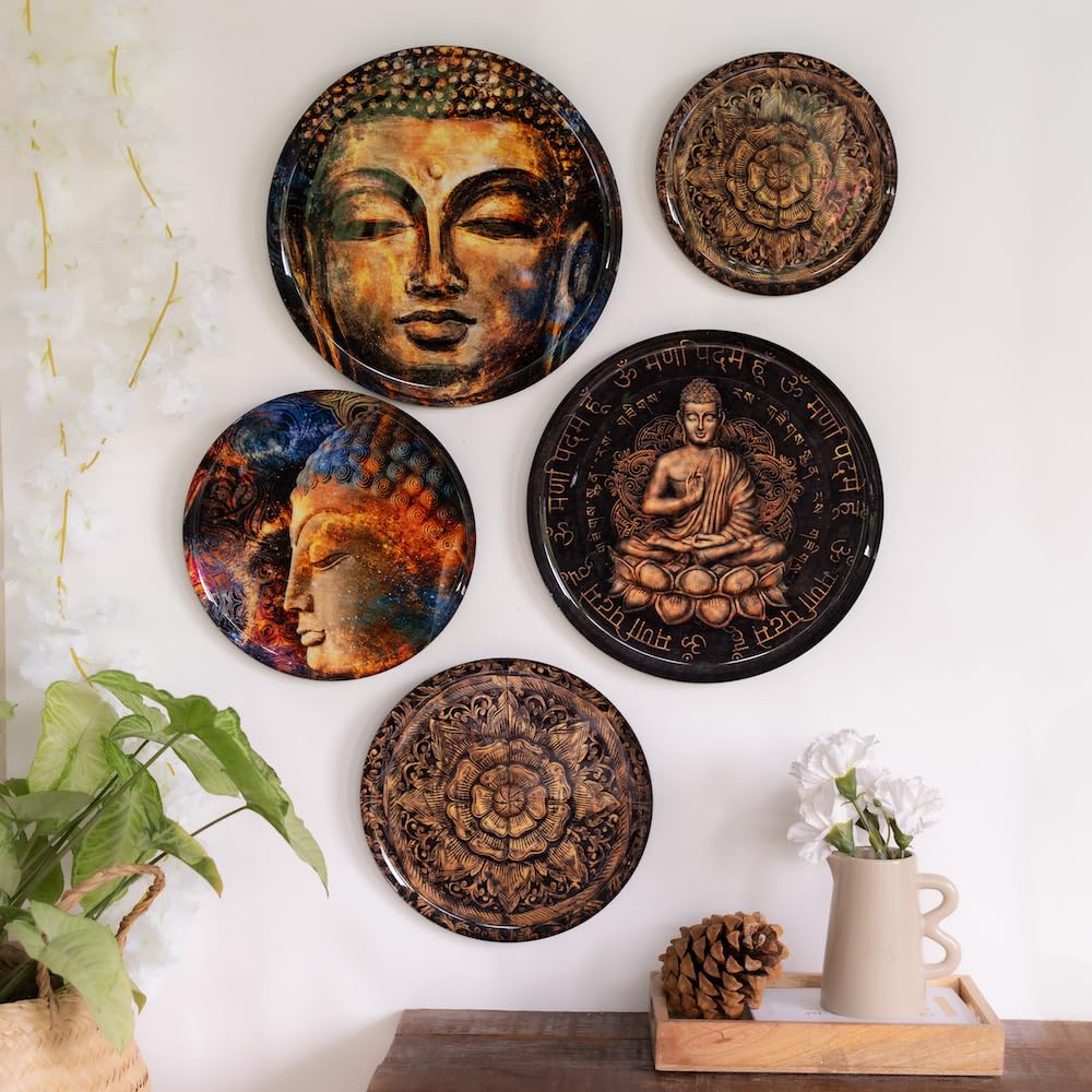 RITUALISTIC Nirvana Wall Plates- Set of 5 (Brown) | Decorative Wall Plates Hanging Room Decor Plate Wedding Gift | Valentine's day gifts