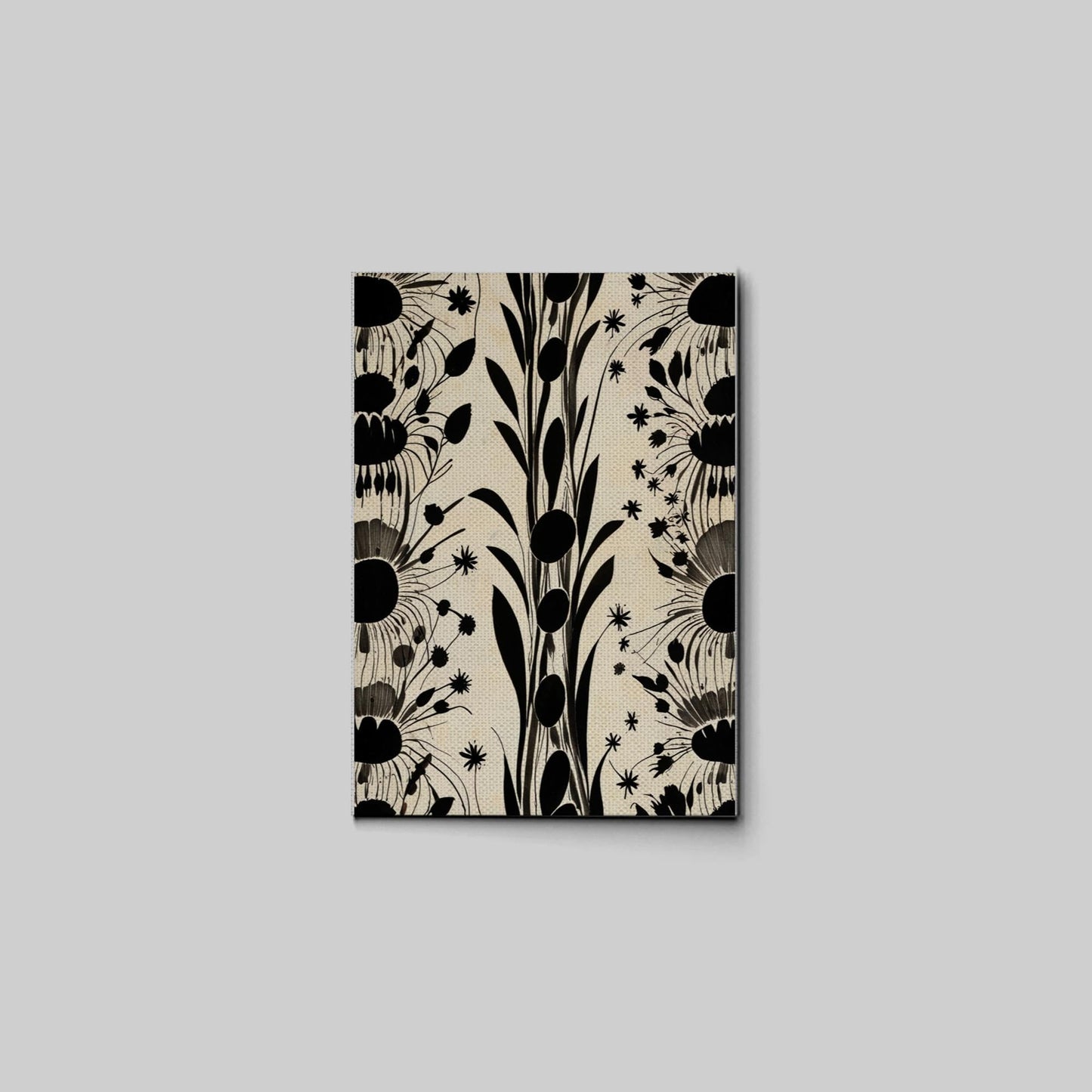 Canvas Print Scandinavian Folk Art Black and Beige Abstract Botanical Wall Art for Scandinavian Home Decor Canvas, Print