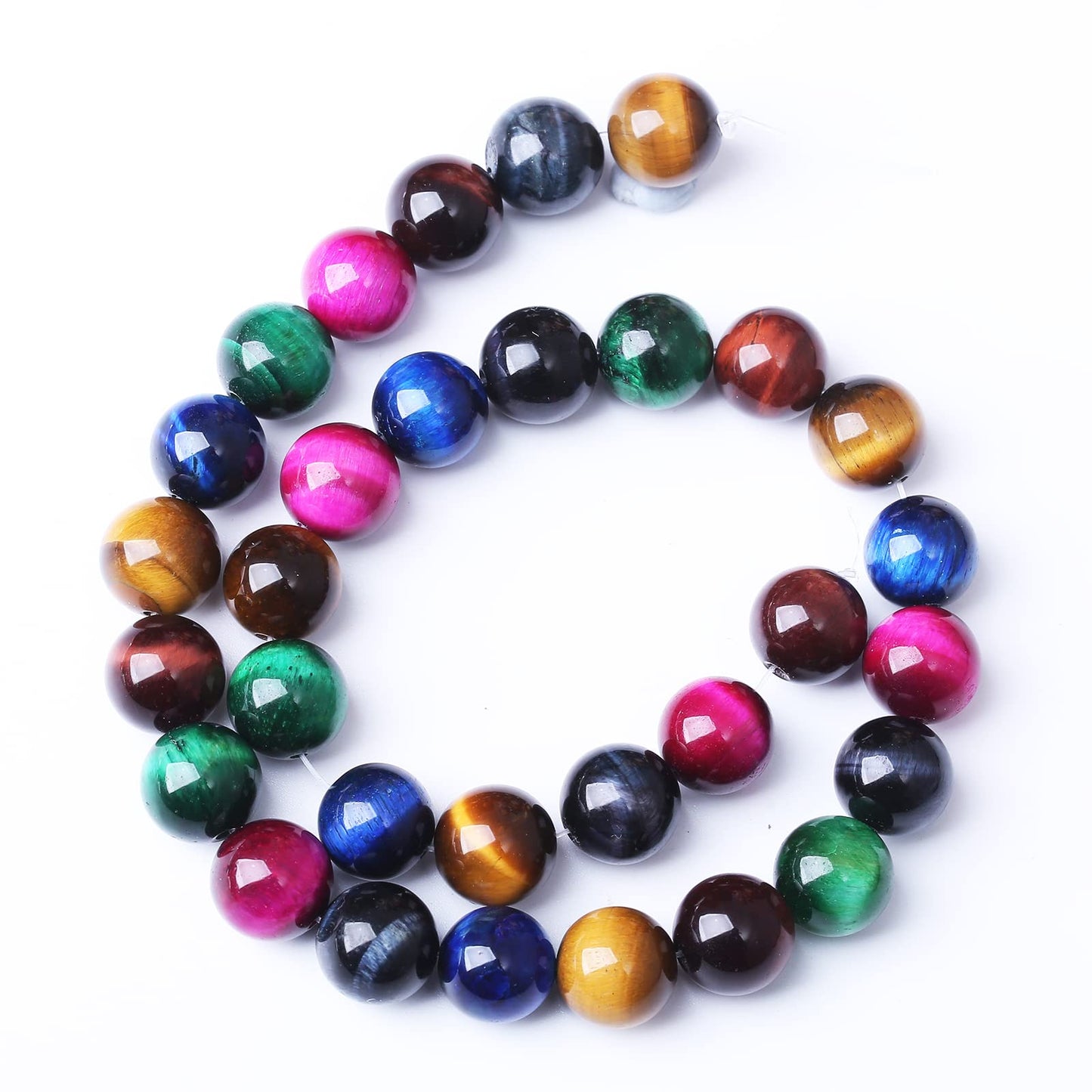 45PCS 8MM AAA Colorful Tiger Eye Stone Beads Natural Gemstone Bead Crystal Healing Energy Jewelry Making DIY 15 inches