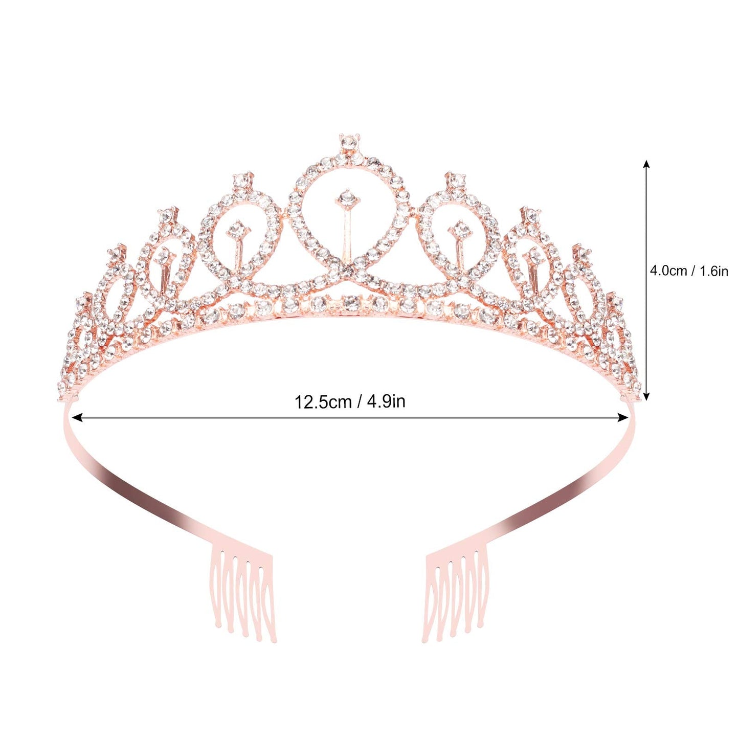CAVETEE Birthday Crown and Sash for Women - Rose Gold Rhinestone Tiara Set and Sash for Decorations