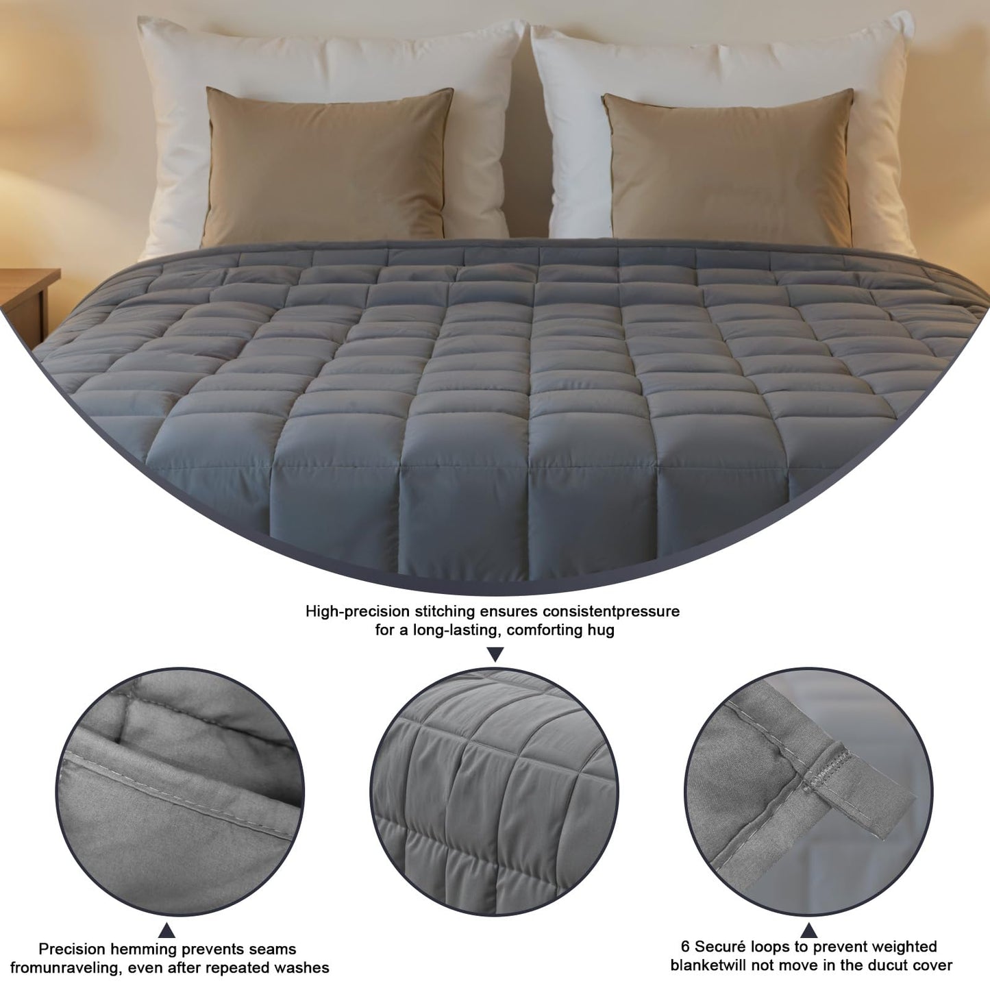 XJIPL Weighted Blanket for Adults, Grey Cooling Heavy Blanket for Sleeping Perfect for 190-210 lbs, Queen Size Breathable Blanket with Premium Glass Bead, Machine Washable (48" x72" 10lbs)