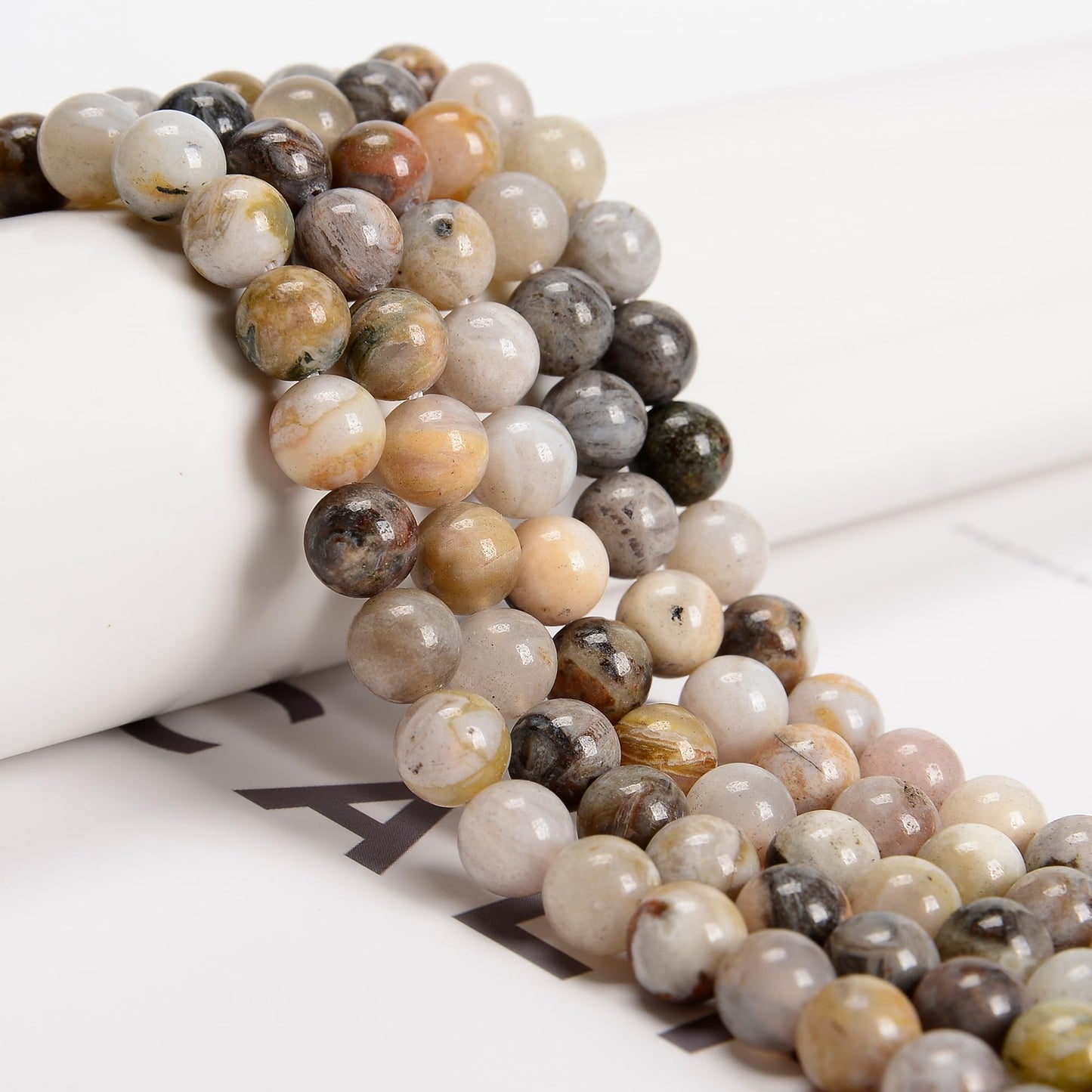 65Pcs 6mm Tree Agate Natural Round Loose Real Stone Beads Gemstone Genuine for DIY Hand Made Craft Jewelry Bracelet Earring Necklace String Making Energy Healing Power