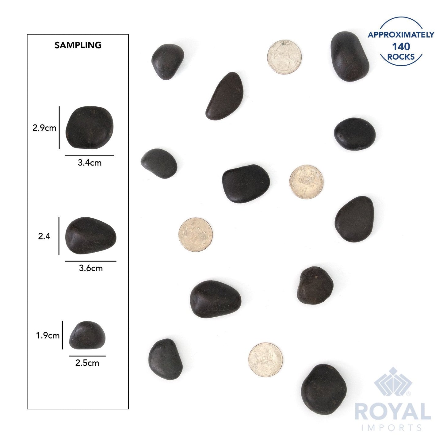 River Rocks Decorative Ornamental Vase Filler 1"-1.5" Black Aquarium Gravel 5 lbs - Landscaping Pebbles for Indoor Plants, Fish Tank Gravel, Terrarium& Home Decor, DIY & Crafting – Royal Imports