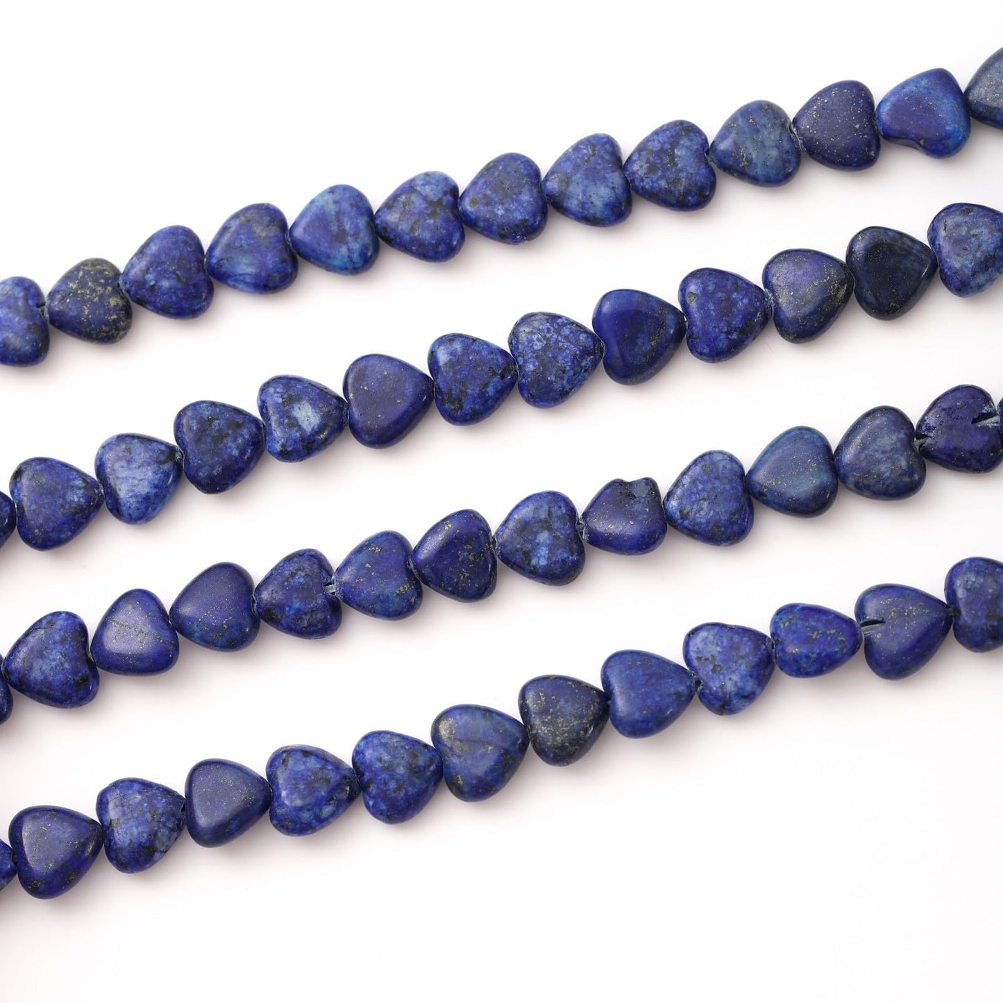 Natural Heart Shaped Lapis Lazuli Stone Beads 10mm Loose Crystal Healing Beads for DIY Necklace Bracelet Making Gemstone Craft Supplies