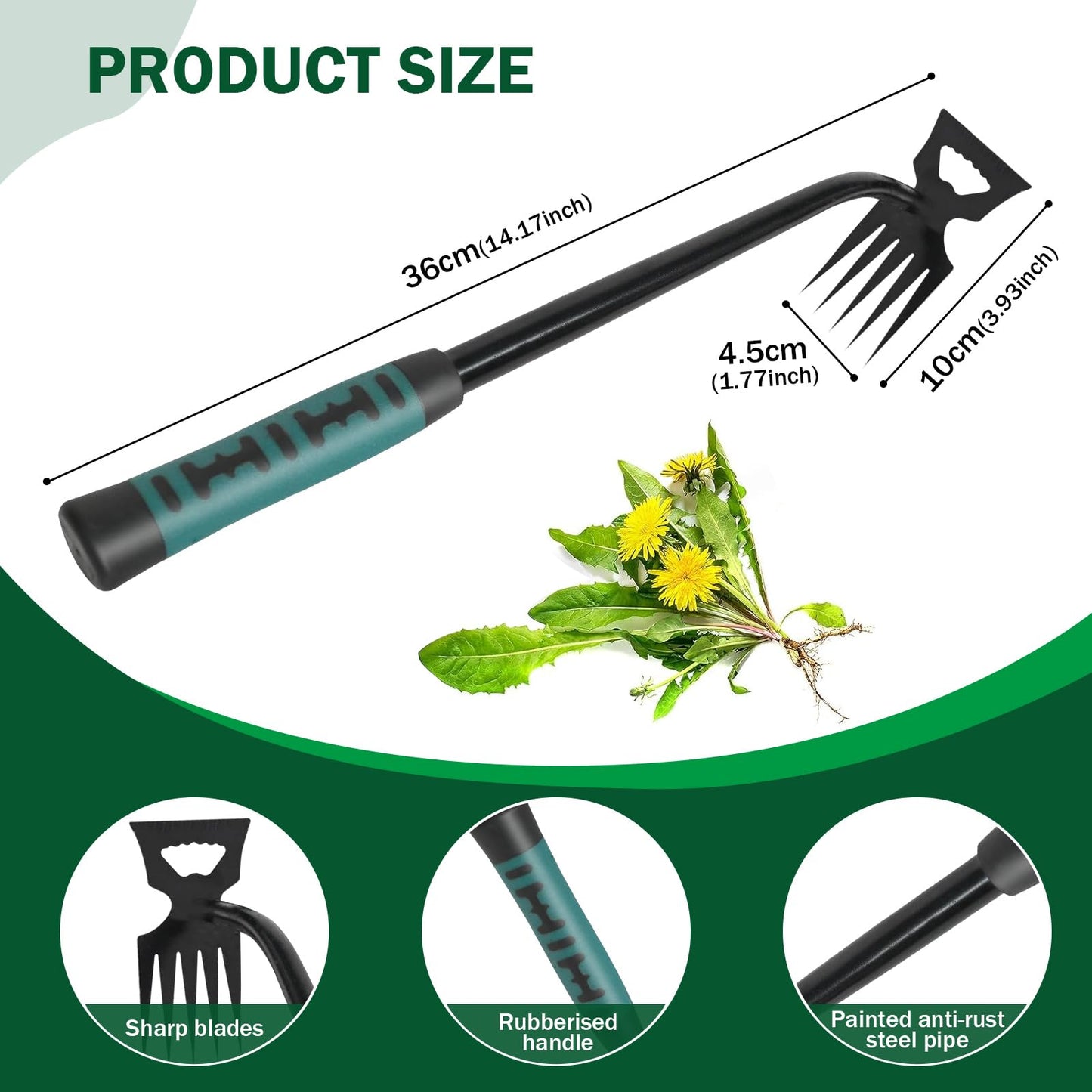 Weed Remover Tool,2-in-1 Portable Hand Weeding Tool with 5 Teeth,Portable Garden Weeder Tool,2026 New Gardening Weeding Tools,for Garden Hand Tools for Garden, Backyard, Farm & Vegetable Planting