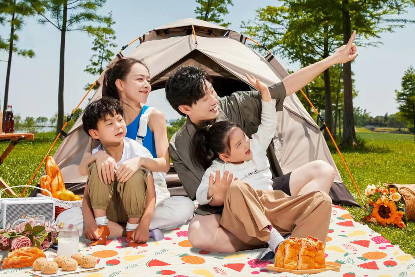 TaTalife Picnic Blankets, Portable Outside Baby Blanket, 3 Layer Picnic Mat for Camping, 79" x 59" Large Waterproof Sand Proof Camping Blanket, Lightweight Folding Portable Travel Blanket