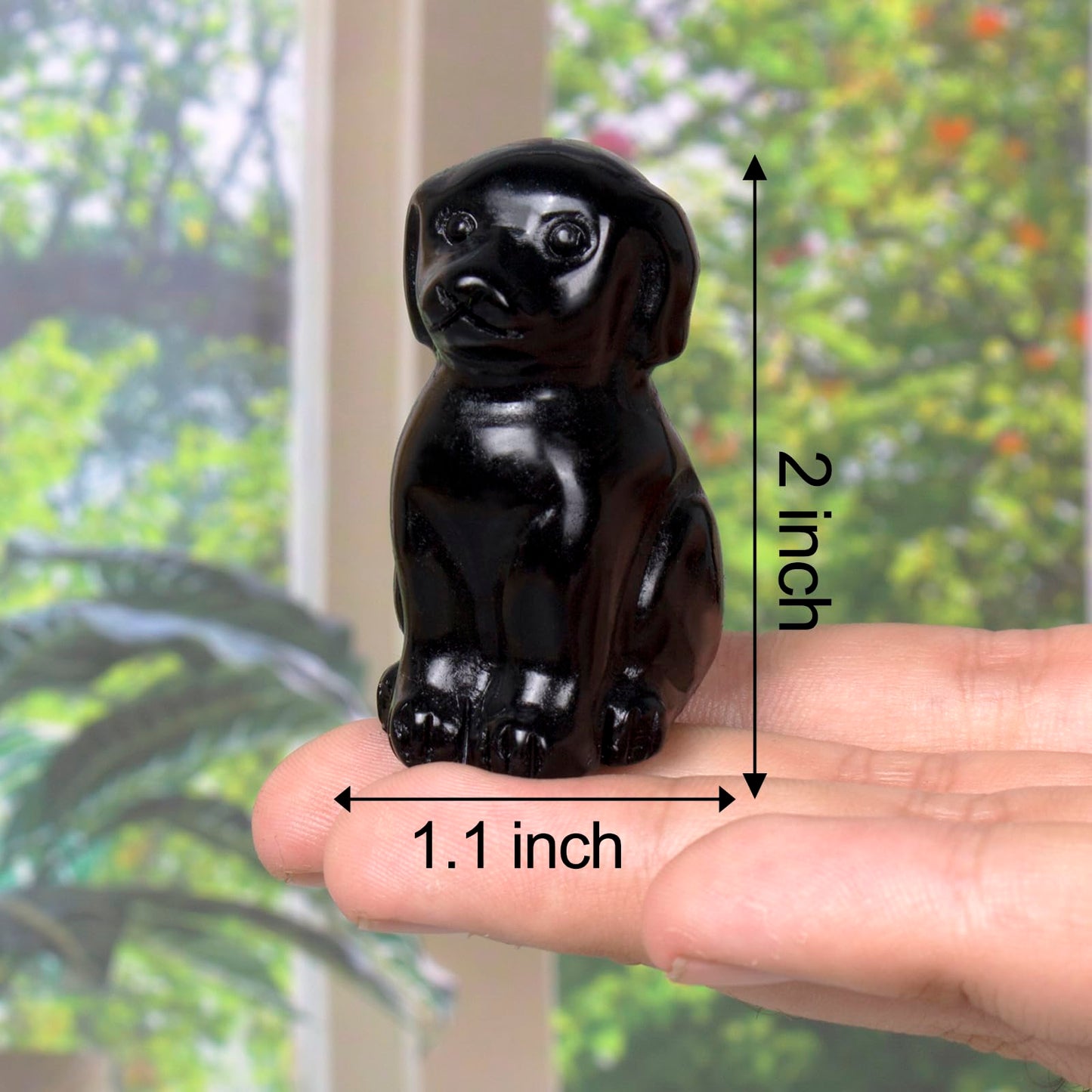 Ytbeoxk Hand-Carved Natural Obsidian Dog Crystal Dog Sculpture for Spiritual Healing Energy Stone Feng Shui Wealth Protection Figurine HomeOffice Desk Decor Unique Gift for Pet Lovers Birthday.