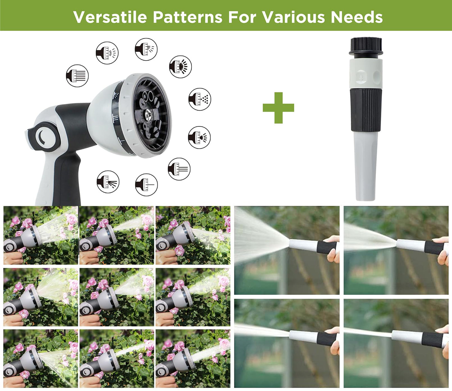 Tuyeho Retractable Garden Hose Reel 130 FT, Wall Mount Heavy Duty Water Hose Reels with Automatic Slow Rewind System, Outdoor Hoses Reel with 2 Hose Nozzles for Garden Watering, Car Wash, Pet Shower