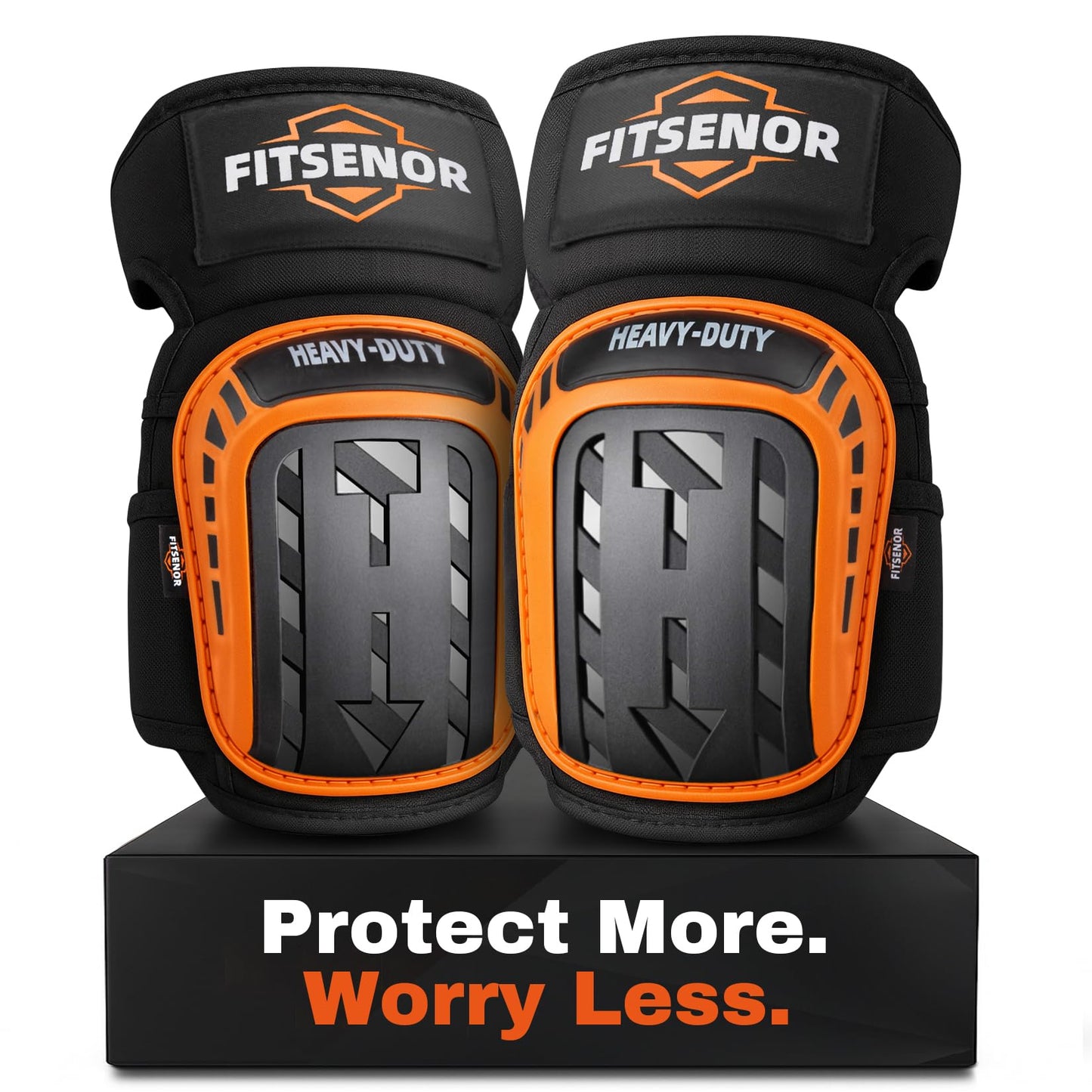 FITSENOR Knee Pads for Men Construction, Tactical Professional Knee Pads for Work, Protection, for Roofing, Gardening, Flooring, Cleaning, Construction Tools, Orange