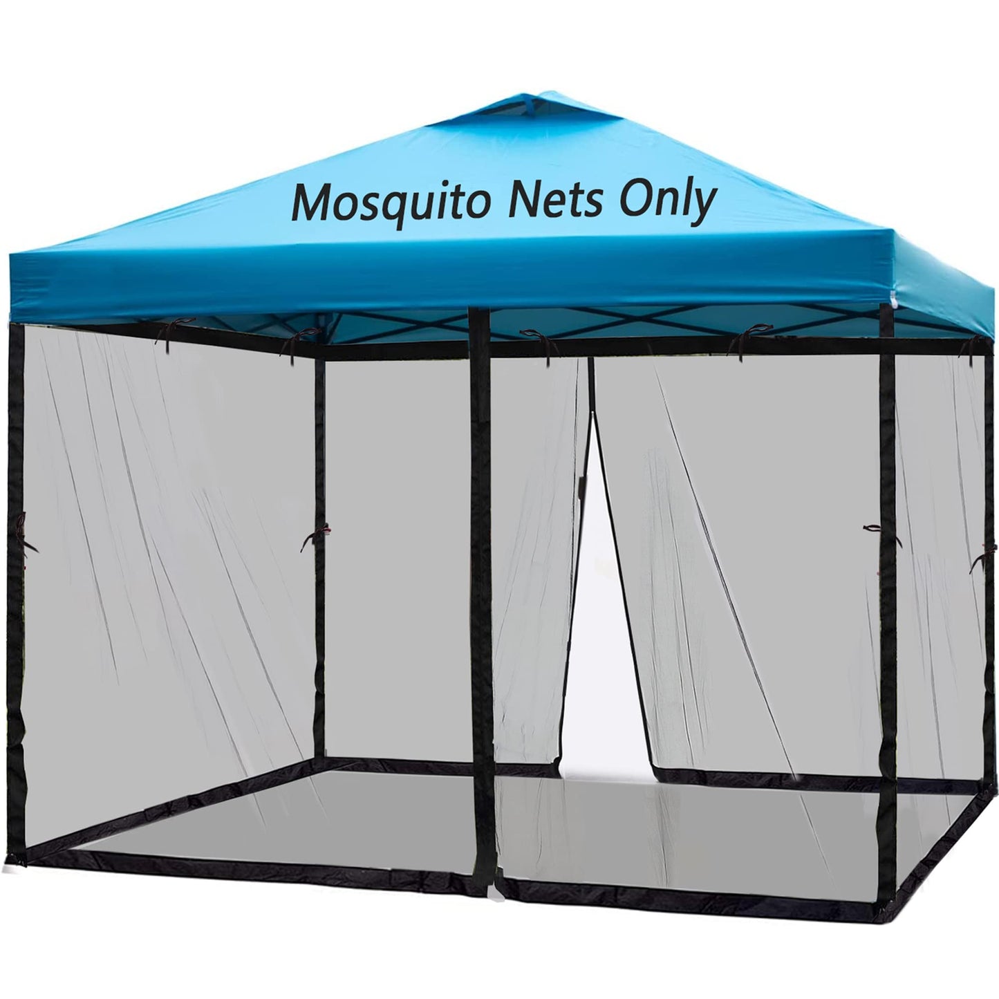 10x10 Mosquito Netting for Patio Canopy Tent/Pop Up Canopy Tent,Double Door Side Screen Easy Installation Black（Only Mosquito Net No Frame） (Embedded 10x10)