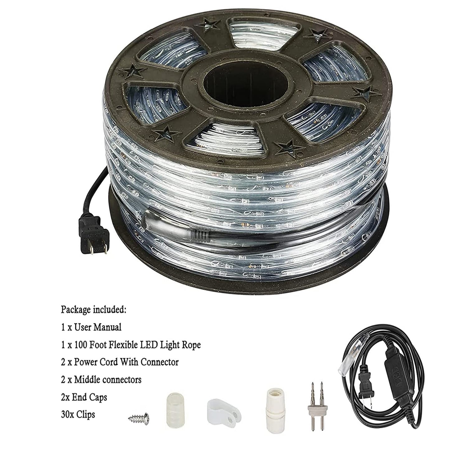 Tuanchuanrp LED Rope Lights, 100ft 110V Waterproof Rope Lights for Outside, Outdoor String Lights, Ideal for Eaves, Backyards Garden, Christmas Decoration(Blue)