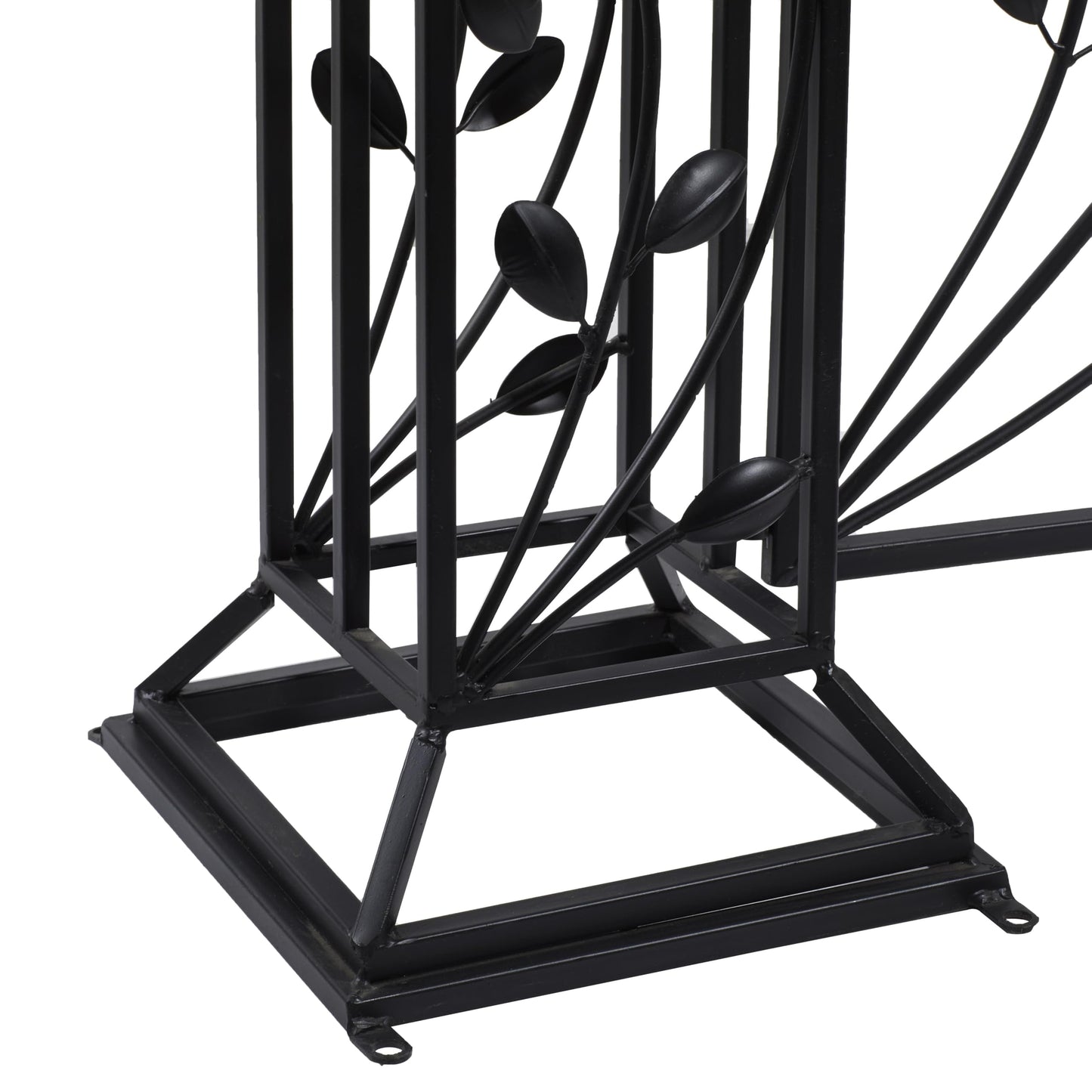 Deco 79 Metal Indoor Outdoor Scrollwork Arched Gate Garden Arbor with Vines and Latch Lock Closure, 70" x 15" x 65", Black