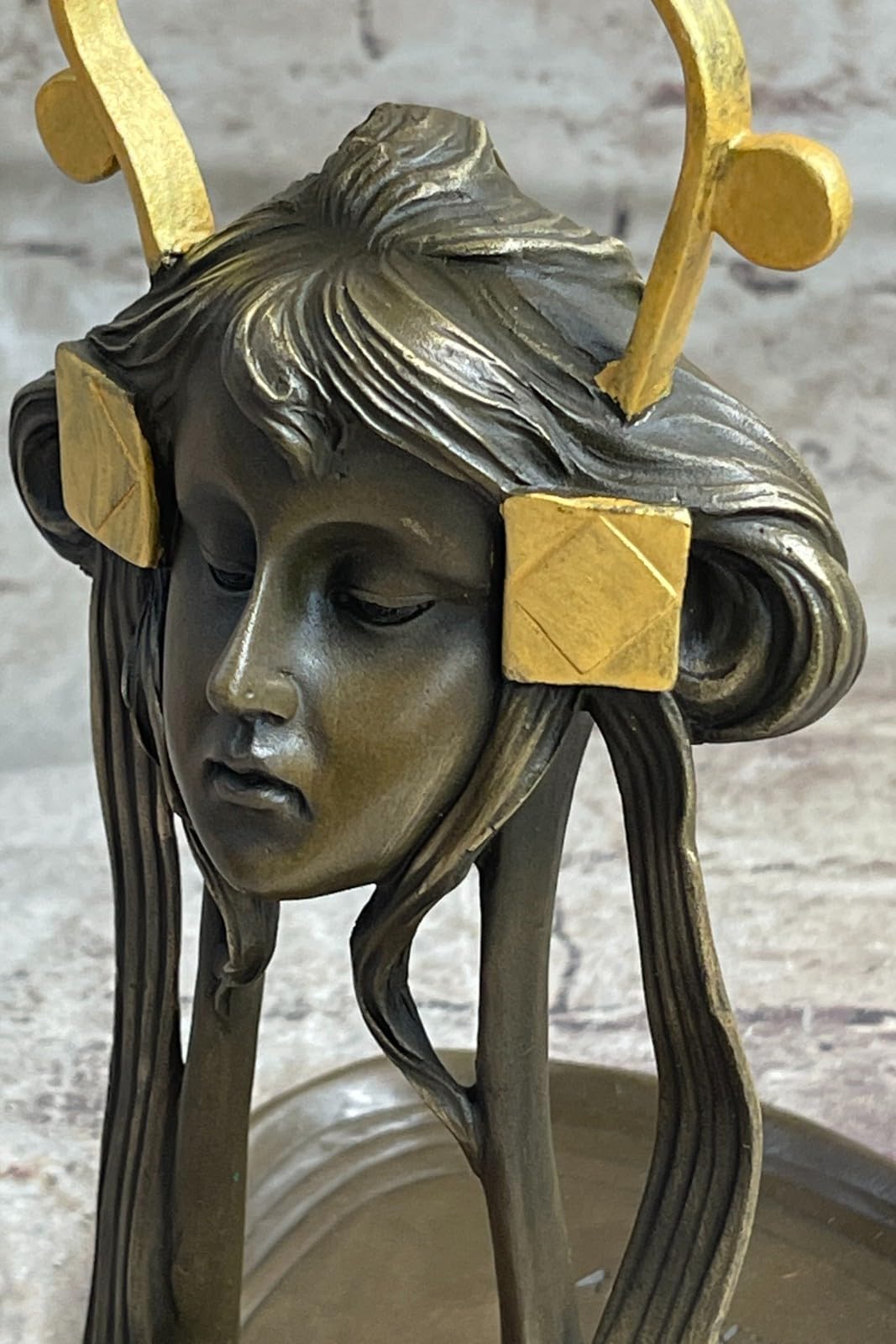 Classy Bronze Genuine 100% Real Bronze Art Deco Jewelry Tray with Gold Patina Statue Art Decor Figurine