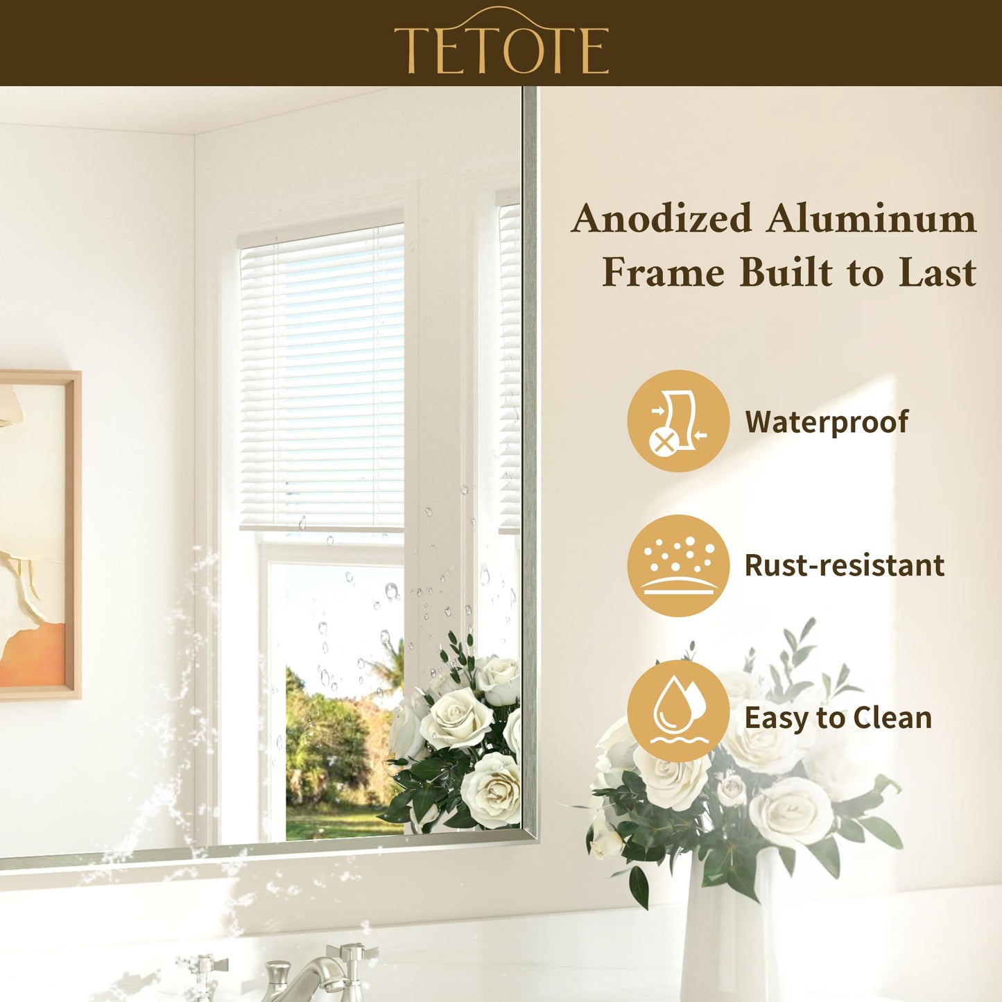 TETOTE Brushed Nickel Bathroom Mirror 24" x 30" Rectangle Beveled Frame Bathroom Vanity Mirror for Over Sink Brushed Nickel, Tempered Glass, Stronger Frame, Modern Farmhouse Bedroom, Entryway