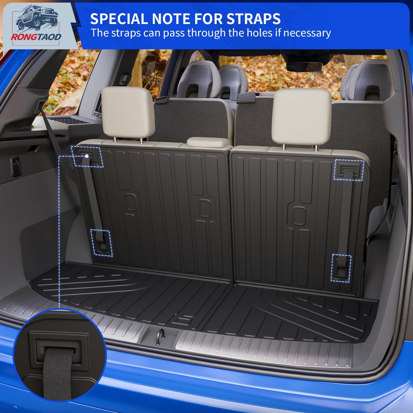 Rongtaod Floor Mats Compatible with 2026 Hyundai Palisade Gas Cargo Mat Trunk Mat Cargo Liner 7-Seater Back Seat Protector All Weather Palisade Accessories (Floor Mats+Trunk Mat with Backrest Mat)