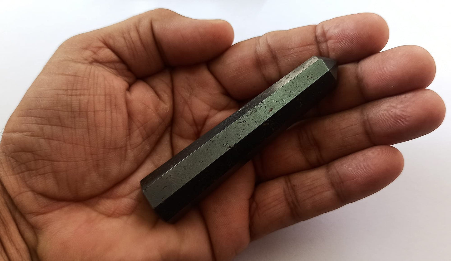 WholesaleGemShop 3 Inch Hemetite Gemstones Obelisk Tower Jumbo Facet Aura Rock Crystal Natural Polished Earth Wand Spirit
