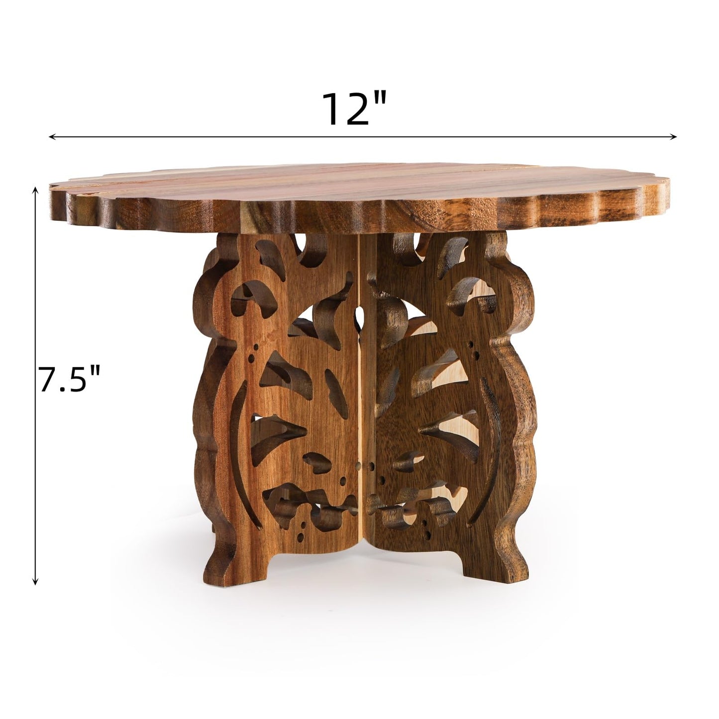 Eorbow 12" Wood Cake Stand, Acacia Wooden Rustic Cupcake Holder, Wedding Table Centerpiece Dessert Display Stand, Birthday Cake Pedestal for Tea Party Baby Shower