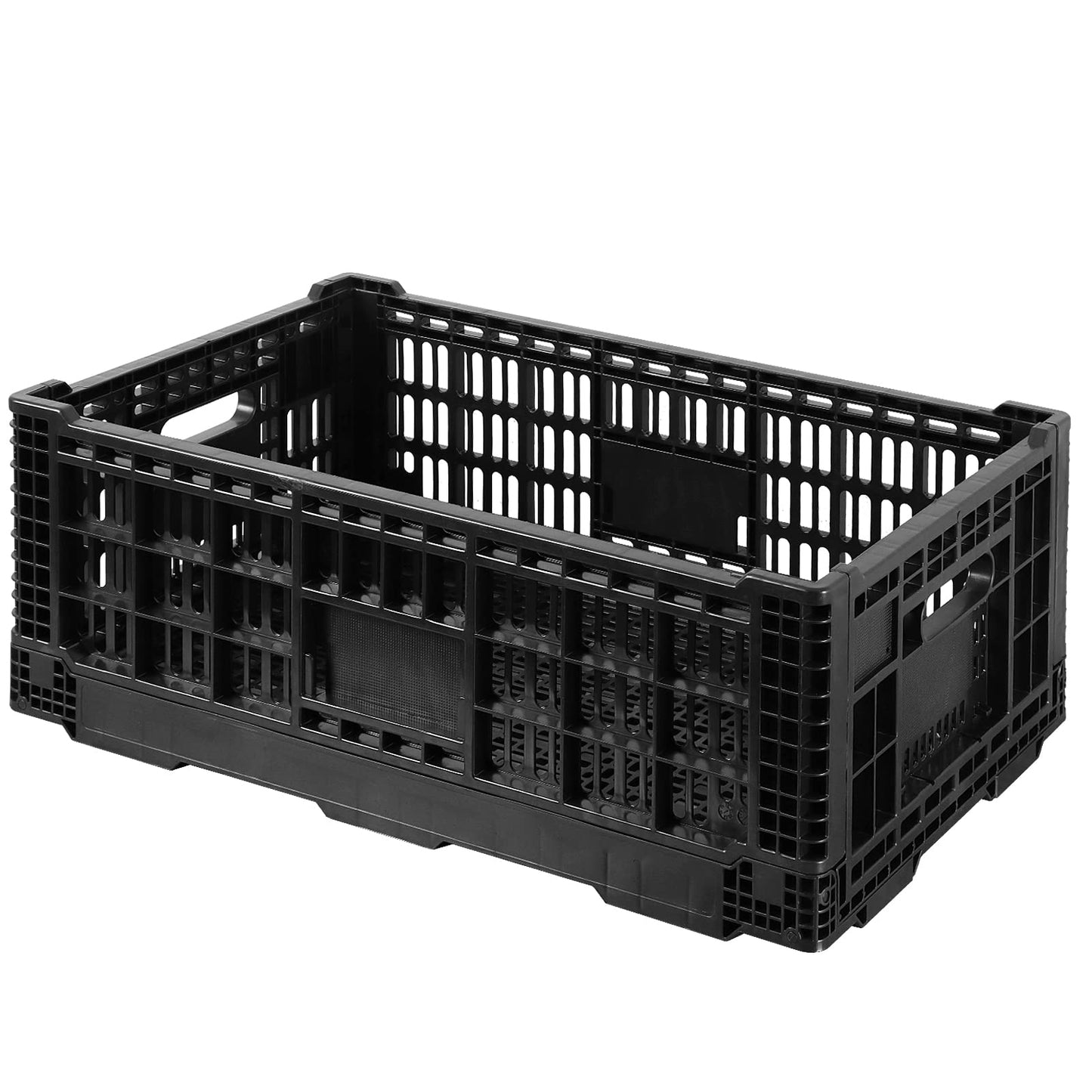 QTJH Collapsible Storage Bin Containe，52 Liter Transferheavy duty plastic storage box ,milk crates heavy duty Transit storage of various items black (1)