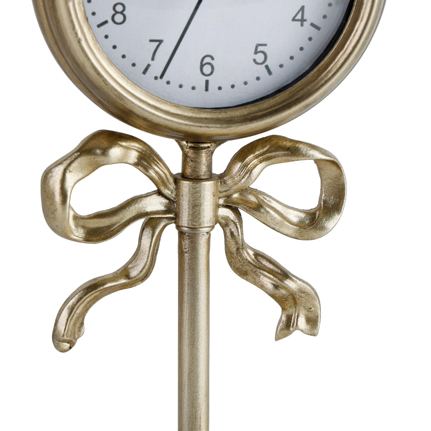 NIKKY HOME Gold Table Clock with Bow, Silent Non-Ticking Classic Elegant Battery Operated Decorative Mantel Desk Shelf Clock for Living Room Decor