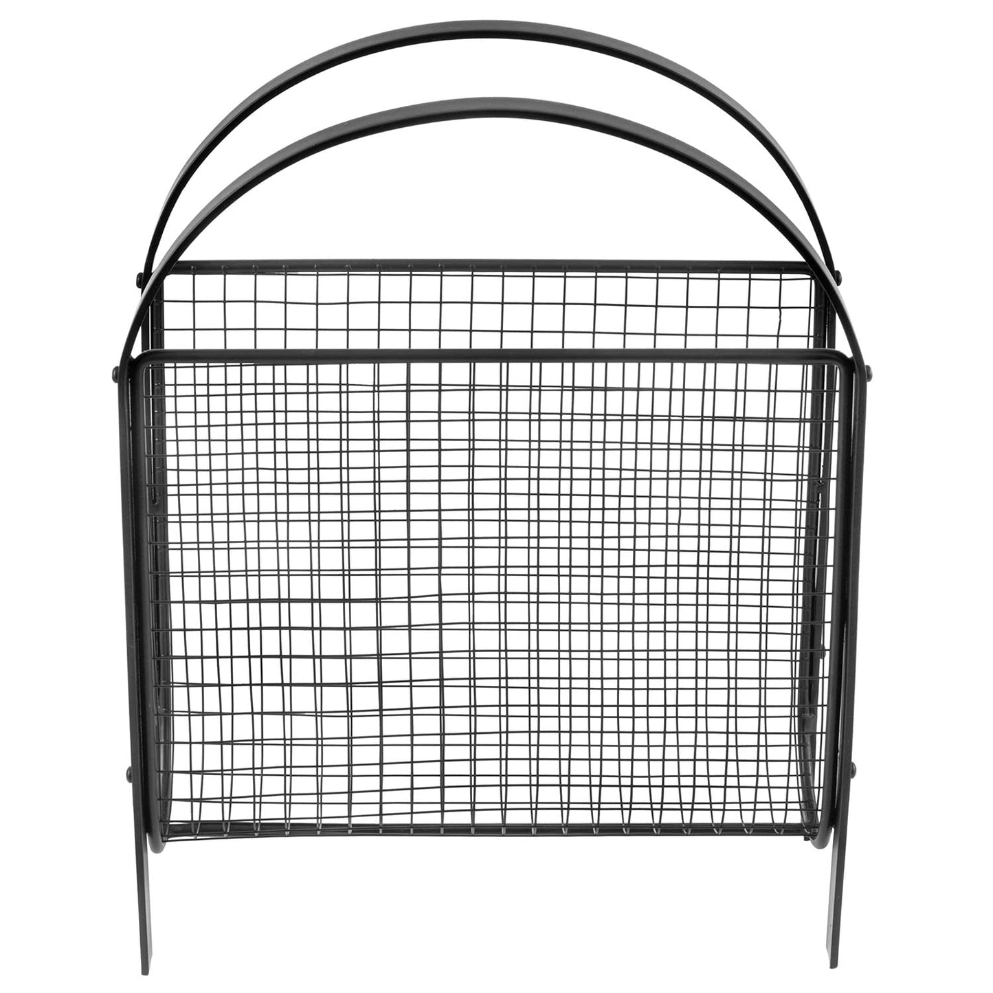 MyGift Mid-Century Design Magazine Rack, Matte Black Tone Metal Mesh Freestanding Magazine Organizer Holder Sling