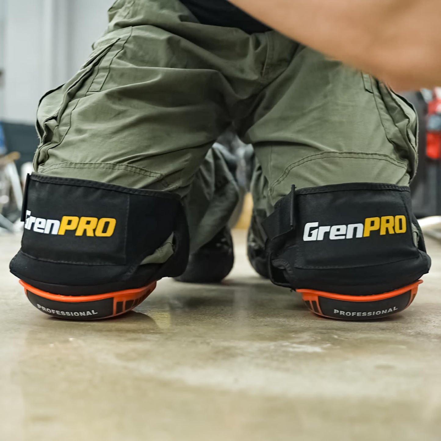 GRENPRO Professional Knee Pads for Work,Heavy Duty Thick Foam Knee Pads Tools,Knee Pad with Soft Gel Cushion for Construction,Work,Flooring,Gardening,Cleaning,Tiling,Orange