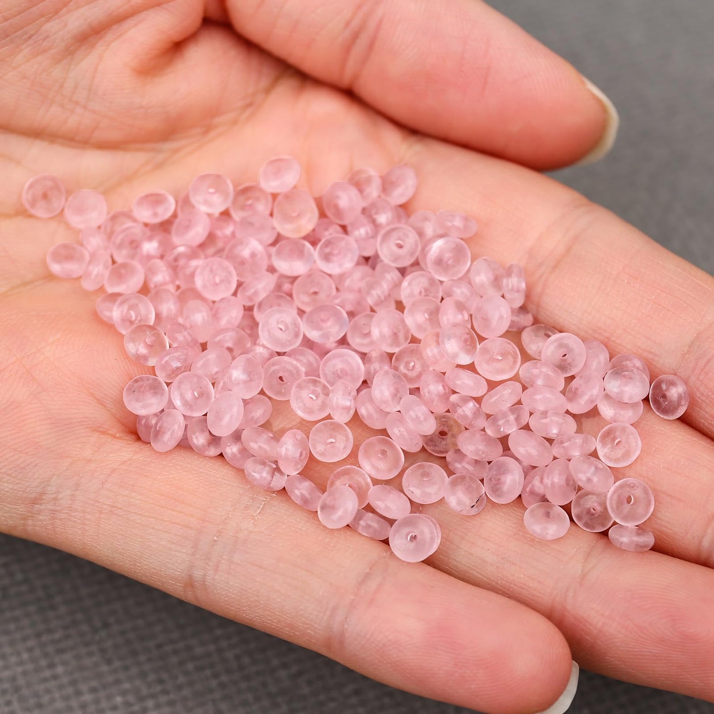 BONNY BOXX 1 Strand (150PCs) Natural 2 * 4mm Pink Quartz Rondelle Beads, Natural Abacus Disk Stone Beads Loose Spacer Gemstone for DIY Bracelet Necklace Jewelry Making