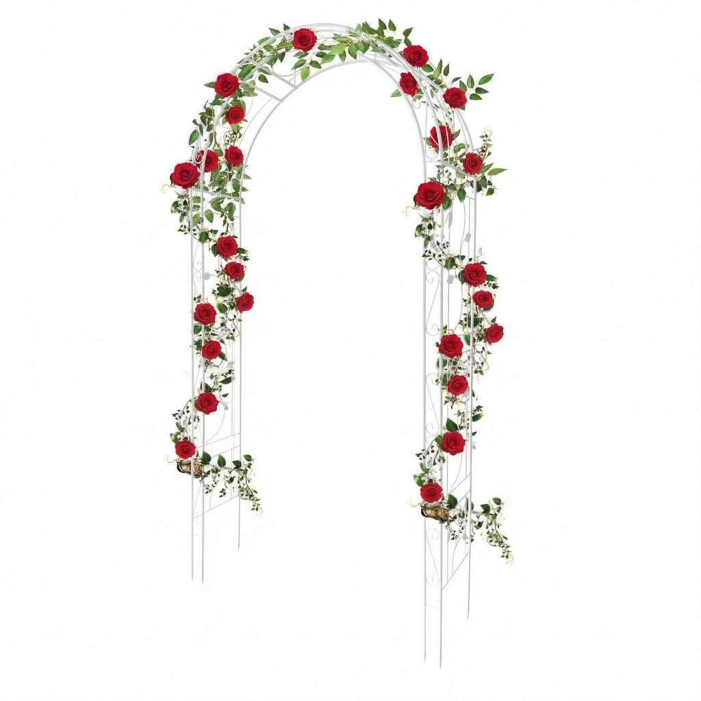 Jojoka White Metal Garden Arch Trellis 8.5FT, Rust-Resistant Steel Pergola Arbor for Climbing Plants Vines, Decorative Outdoor Archway for Lawn Patio Backyard and Wedding Pathways