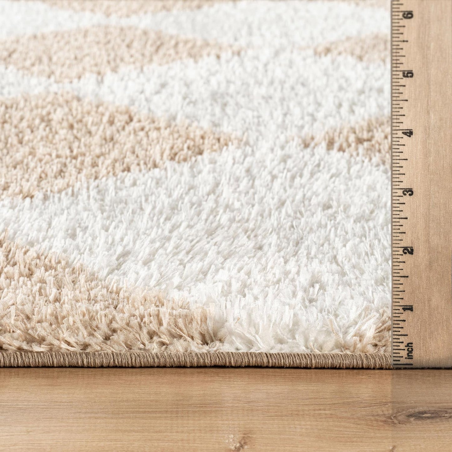 Rugshop Diamond Wave Shag Area Rug Beige 7' 10" x 10' Perfect for Large Living Rooms, Dining Areas, or Master Bedrooms