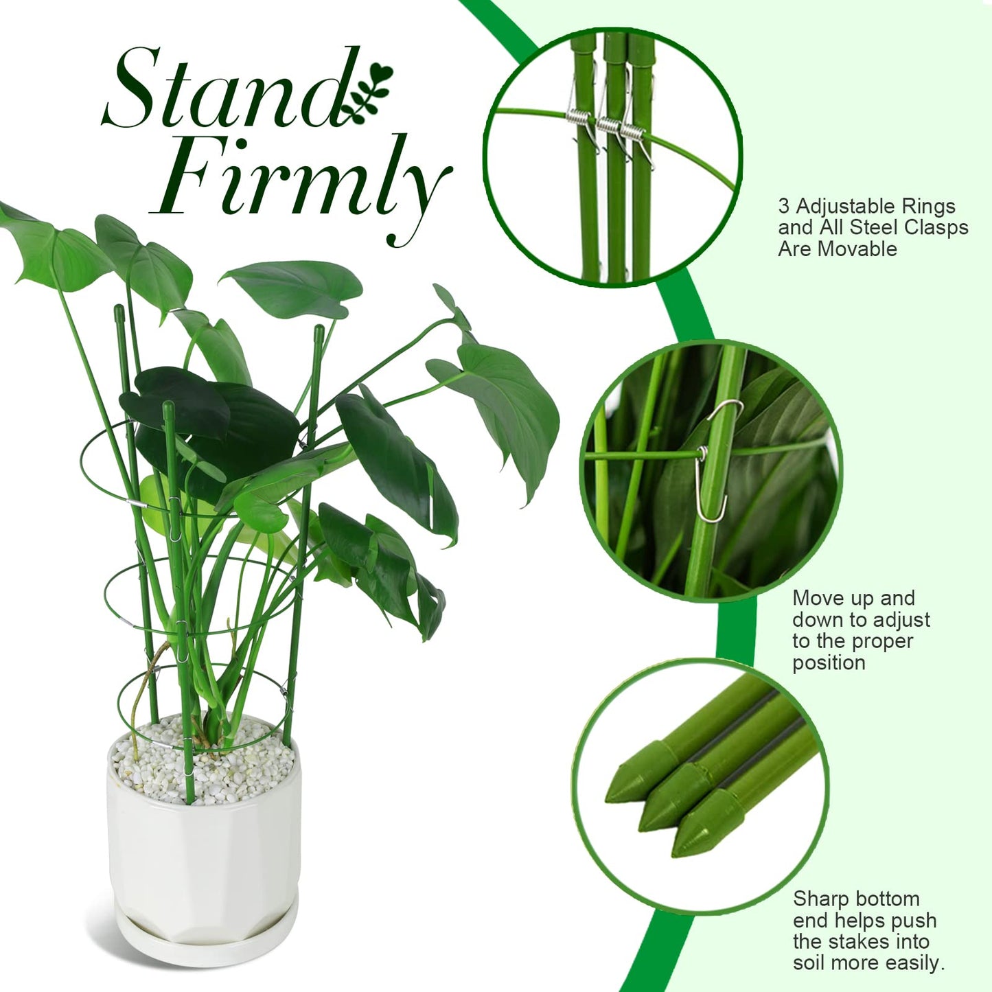 LEOBRO Tomato Cage, 2 PCS Small Plant Support Cage Rust Resistant Garden Ring Stake Plant Support for Tomato, Trellis, Climbing Plant, Flower, Plant Cages for Small Plants,17.7" H