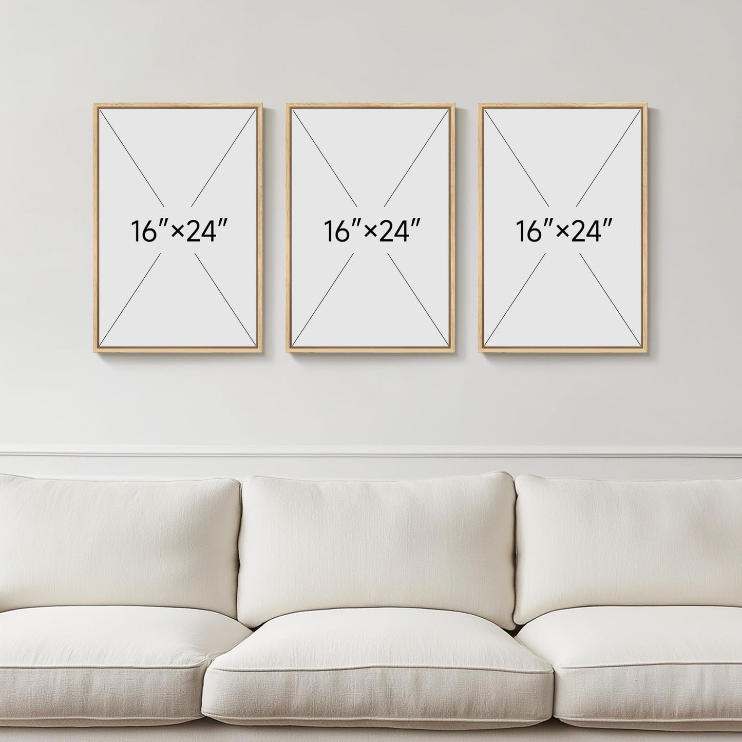 Framed Abstract Boho Wall Art for Bedroom, Set of 3 Large Neutral Canvas Prints Paintings, Modern Minimalist Line Face Botanical Picture Artwork Decor for Living Room Hallway 16x24 Inch